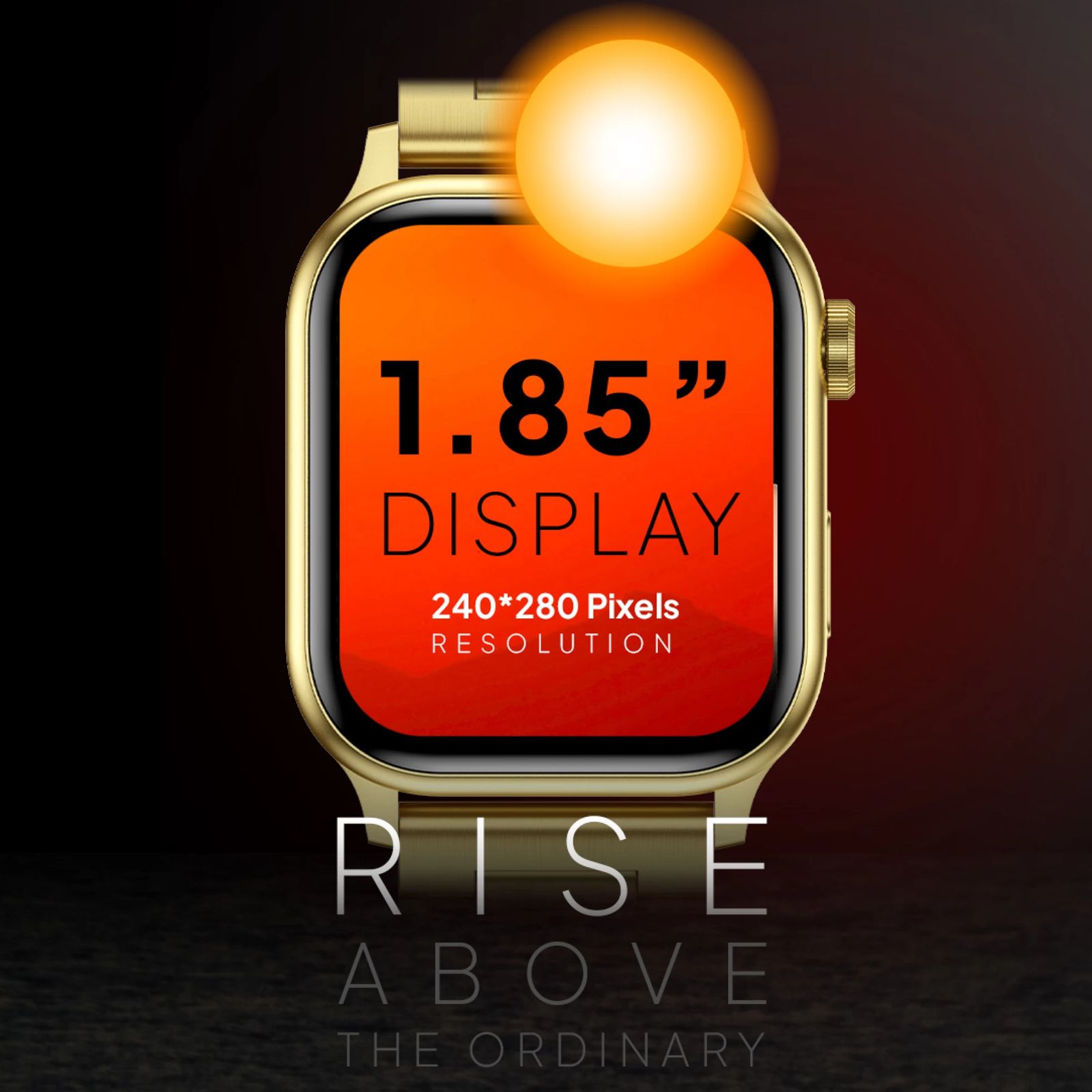 FIRE-BOLTT Rise Luxe Smartwatch with Bluetooth Calling (47mm LCD Display, IP67 Water Resistant, Gold Strap)_3