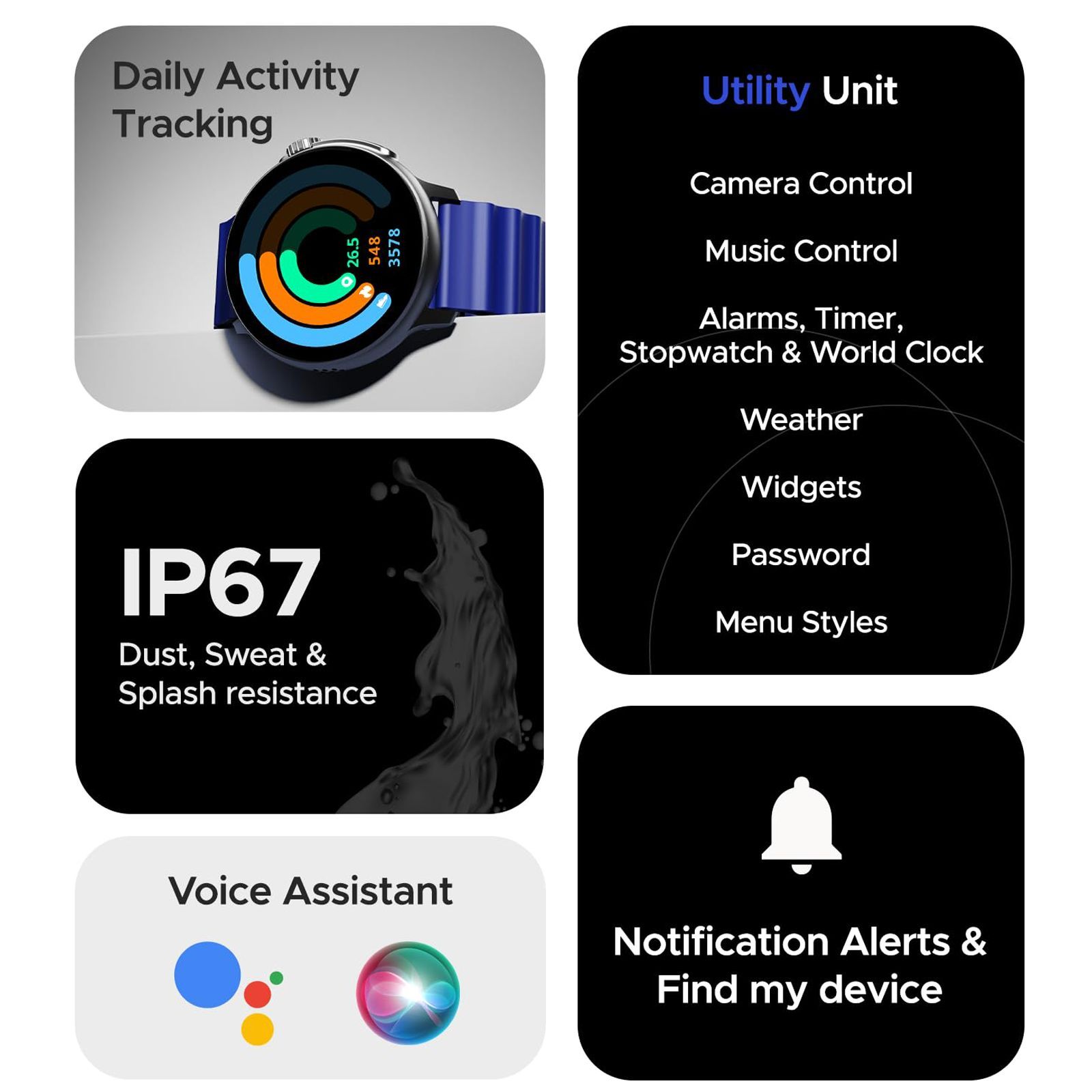 boAt Lunar Tigon Smartwatch with Bluetooth Calling (36.8mm AMOLED Display, IP67 Sweat Resistant, Deep Blue Strap)_4