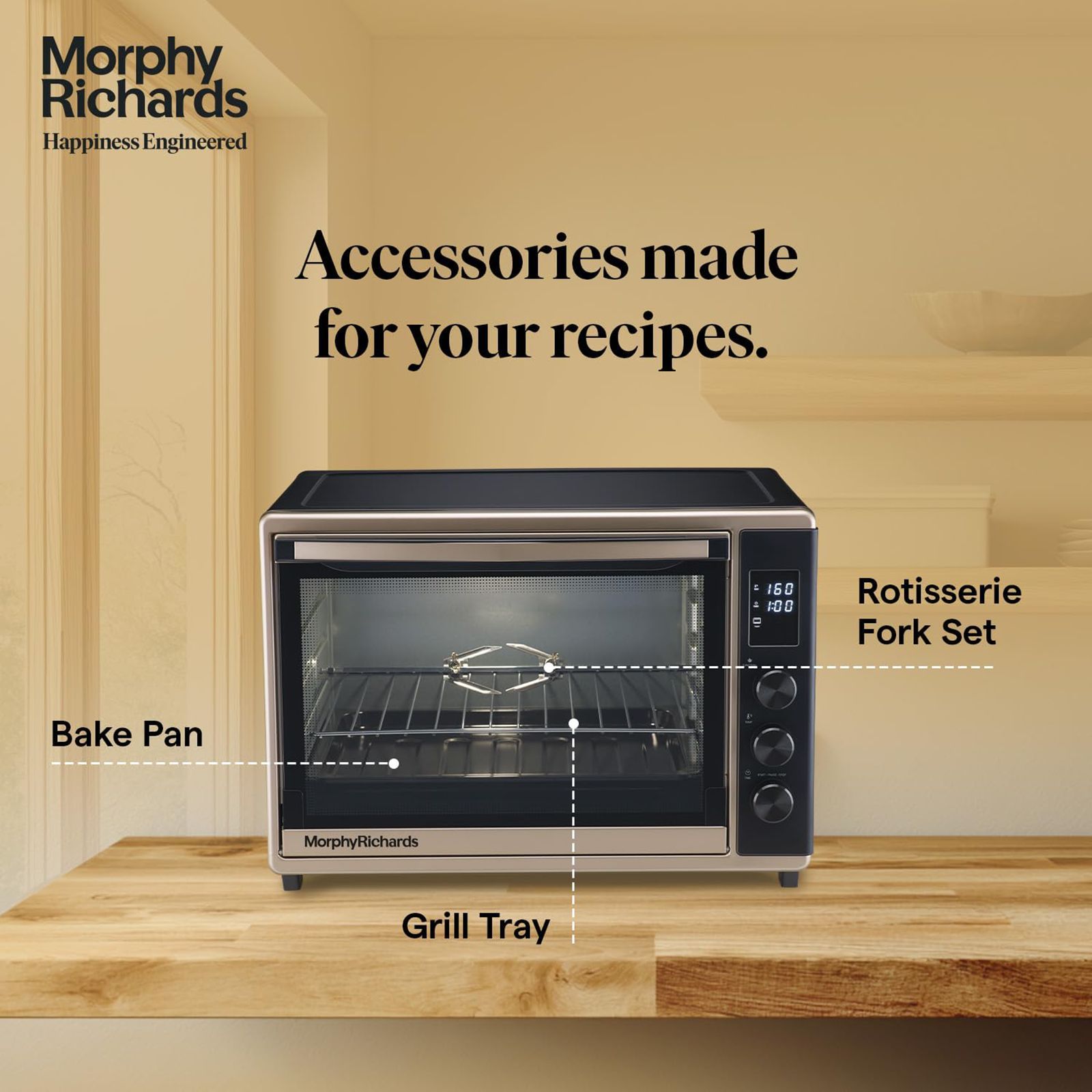 morphy richards 52RCD Digi 52L Oven Toaster Grill with 8 Preset Menus (510061, Champagne Gold and Black) morphy richards 52RCD Digi 52L Oven Toaster Grill with 8 Preset Menus (510061, Champagne Gold and Black)_6