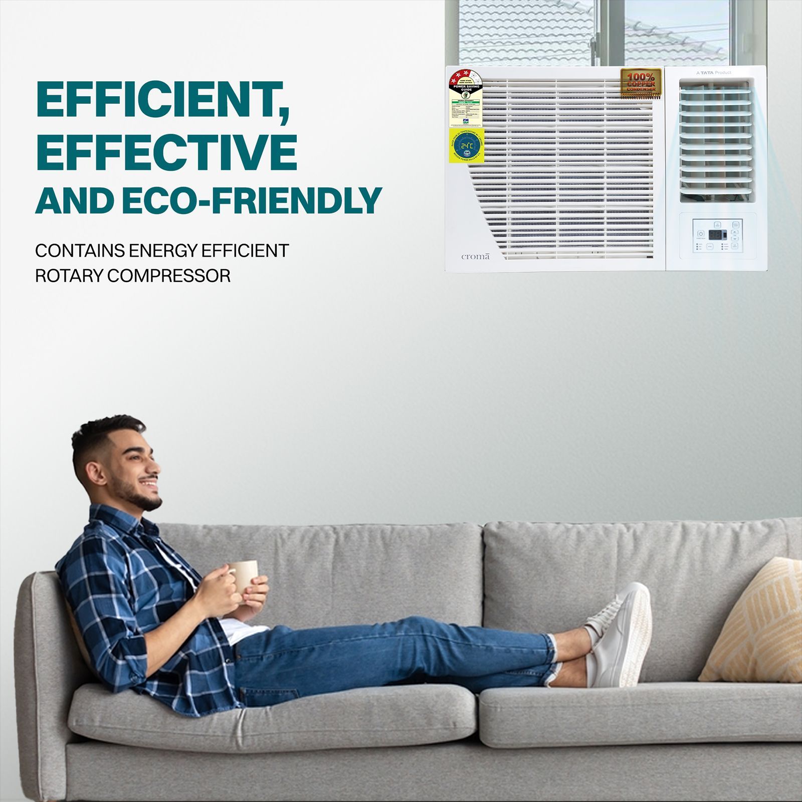 Croma 1.5 Ton 3 Star Fixed Speed Window AC (Copper Condenser, Dust Filter, CRLA018WAD199403)_13