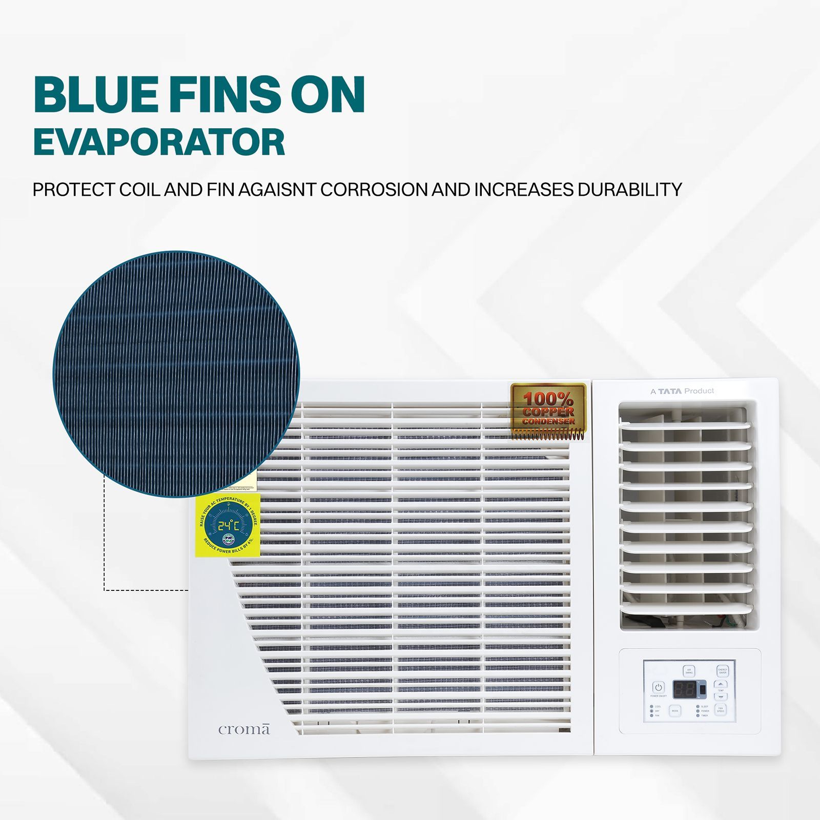 Croma 1.5 Ton 3 Star Fixed Speed Window AC (Copper Condenser, Dust Filter, CRLA018WAD199403)_14