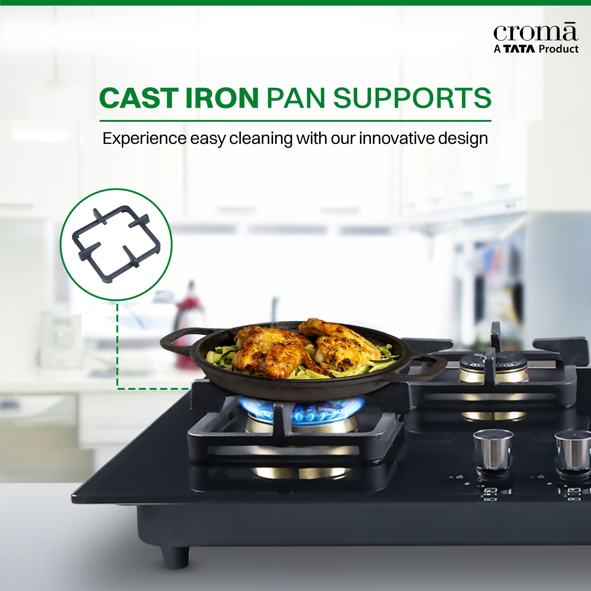 Croma AG1510 Toughened Glass Top 4 Burner Automatic Hob (Black Enamel Coated Drip Tray, Black)_9