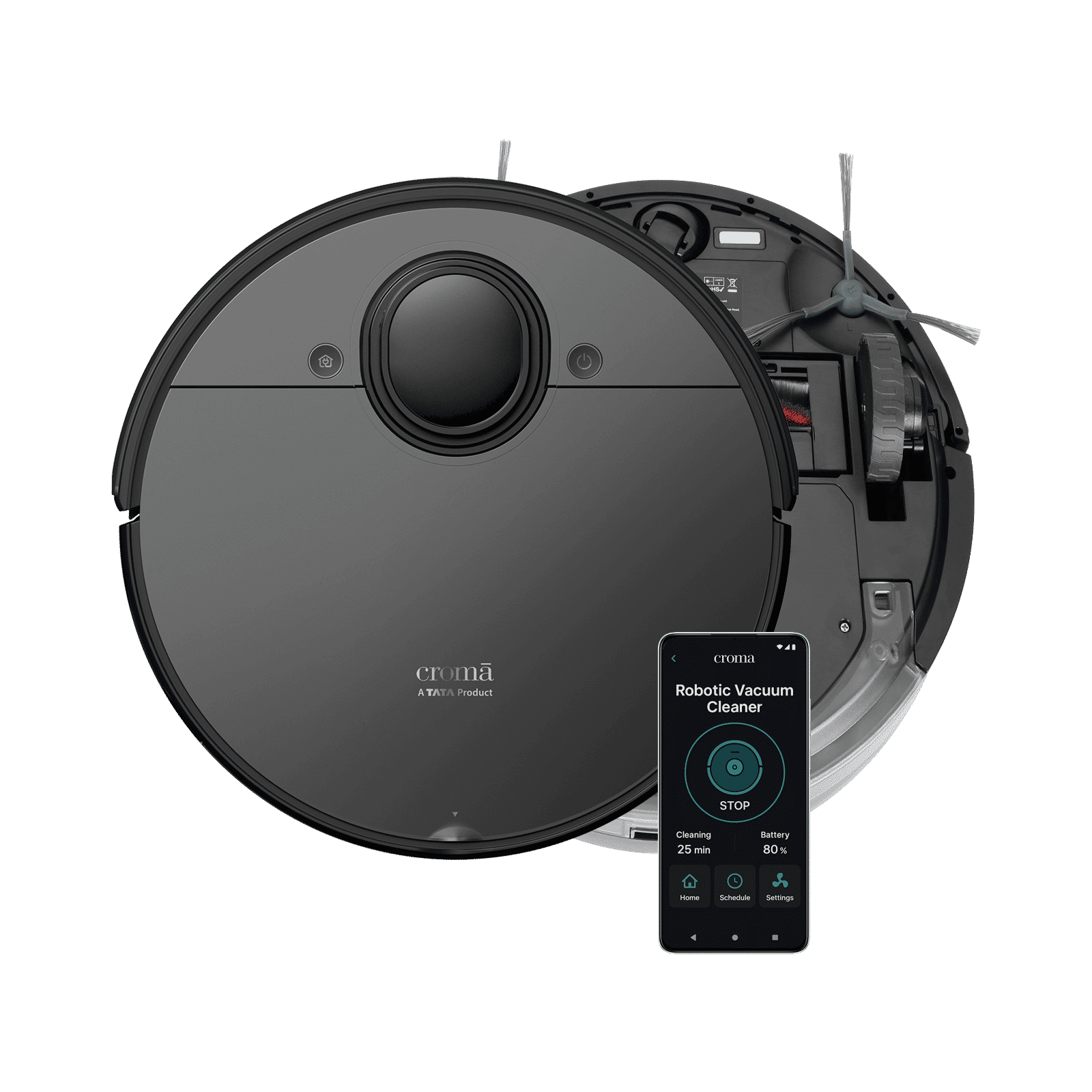 Croma AV5005 Robotic Vacuum Cleaner with 5th Gen LDS Technology (Automatic Self Charging, Black)_1