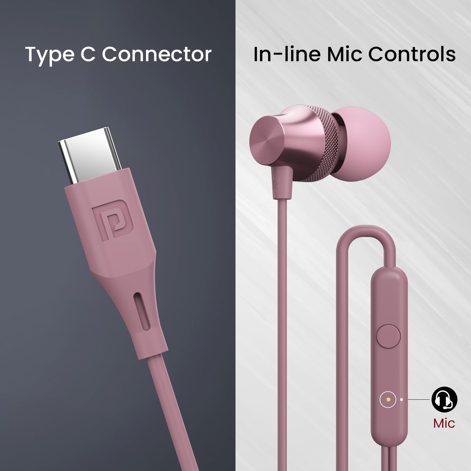 PORTRONICS Conch Beat C Wired Earphone with Mic (In Ear, Rose Gold) PORTRONICS Conch Beat C Wired Earphone with Mic (In Ear, Rose Gold)_6