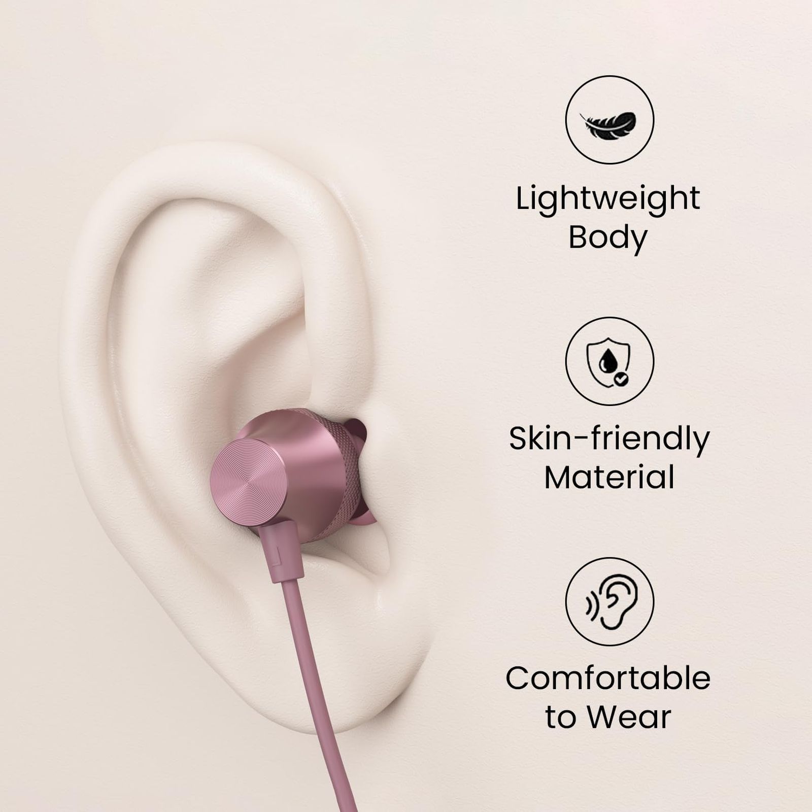 PORTRONICS Conch Beat C Wired Earphone with Mic (In Ear, Rose Gold) PORTRONICS Conch Beat C Wired Earphone with Mic (In Ear, Rose Gold)_2