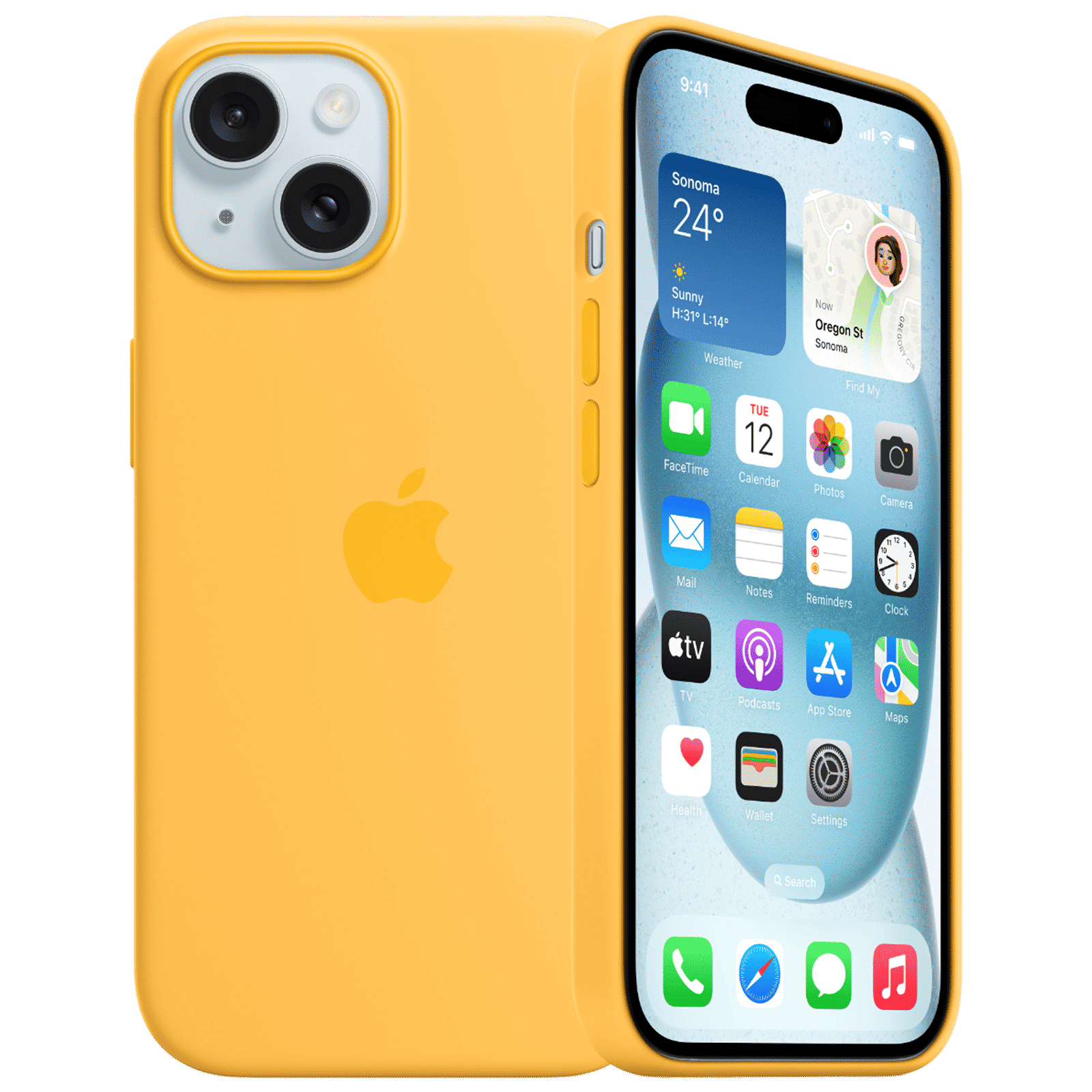Apple Soft Silicone Back Cover for Apple iPhone 15 Plus(Supports Wireless Charging, Sunshine)_1