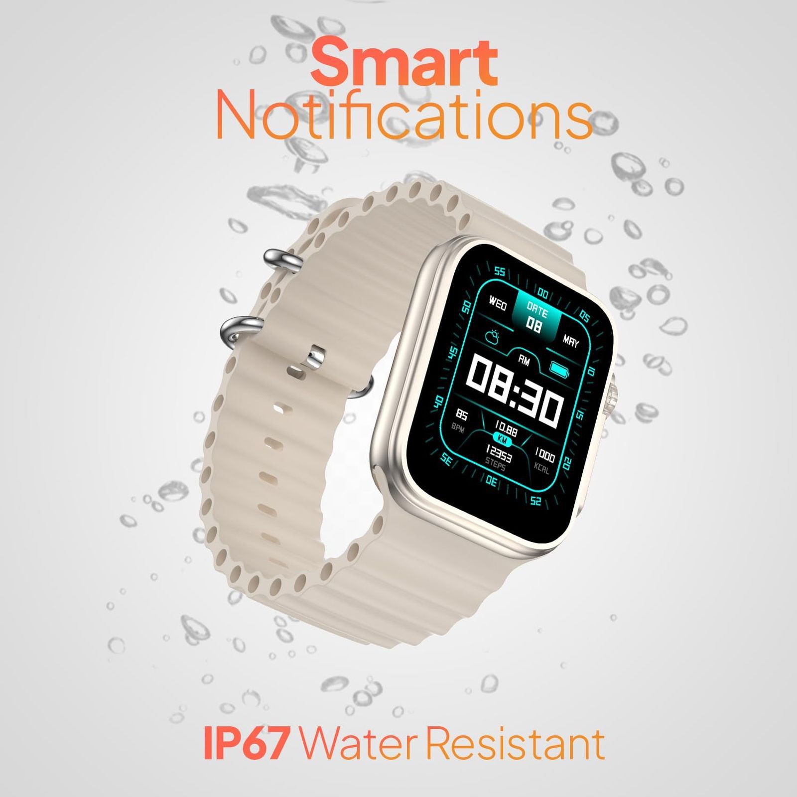 FIRE-BOLTT Gladiator Ocean Smartwatch with Bluetooth Calling (49.7mm Display, IP67 Water Resistant, Light Gold Strap)_5