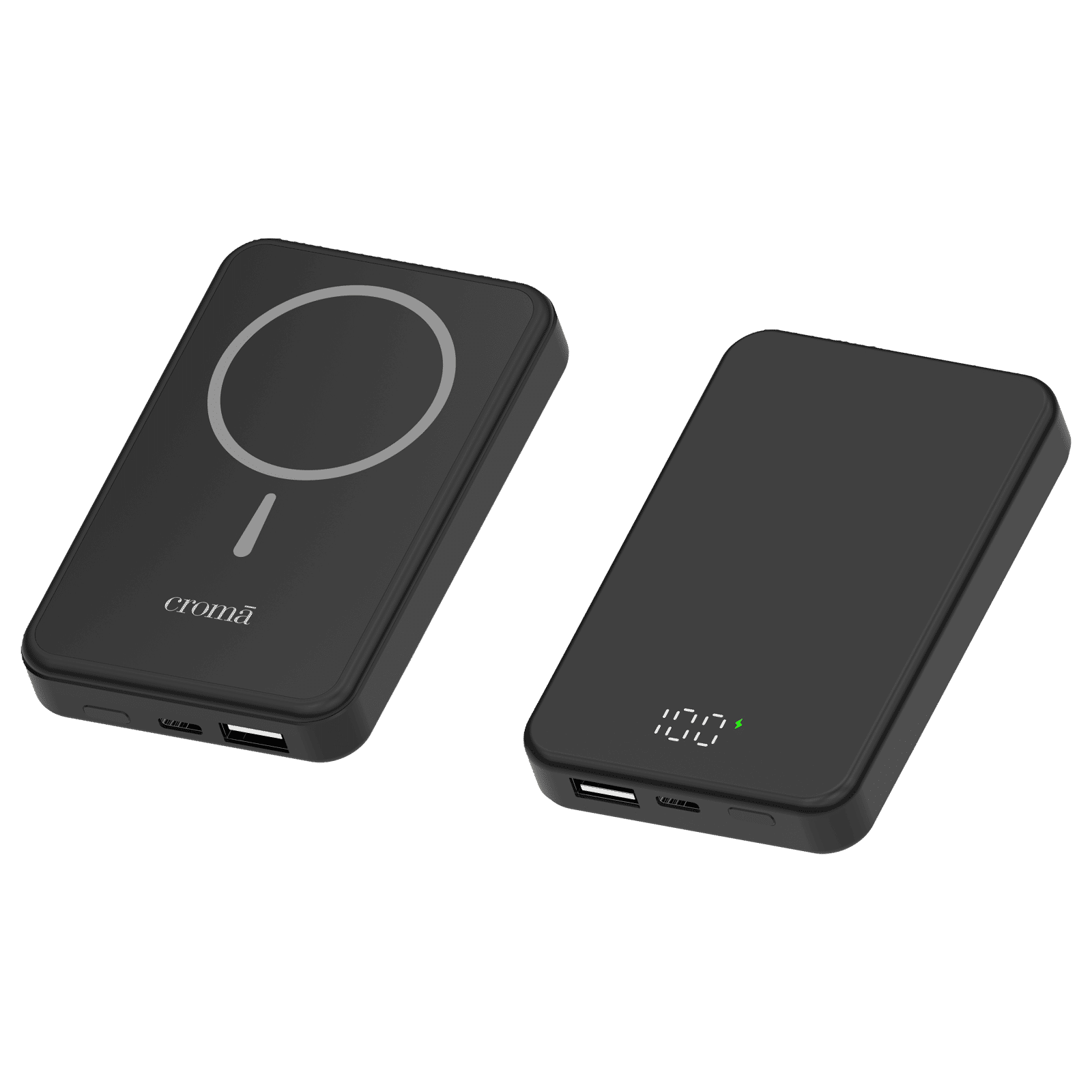 Croma 10000 mAh 22.5W Fast Charging Magnetic Wireless Power Bank (1 Type A & 1 Type C Ports, Metal Casing, Multi Layer Protection, Black)_2
