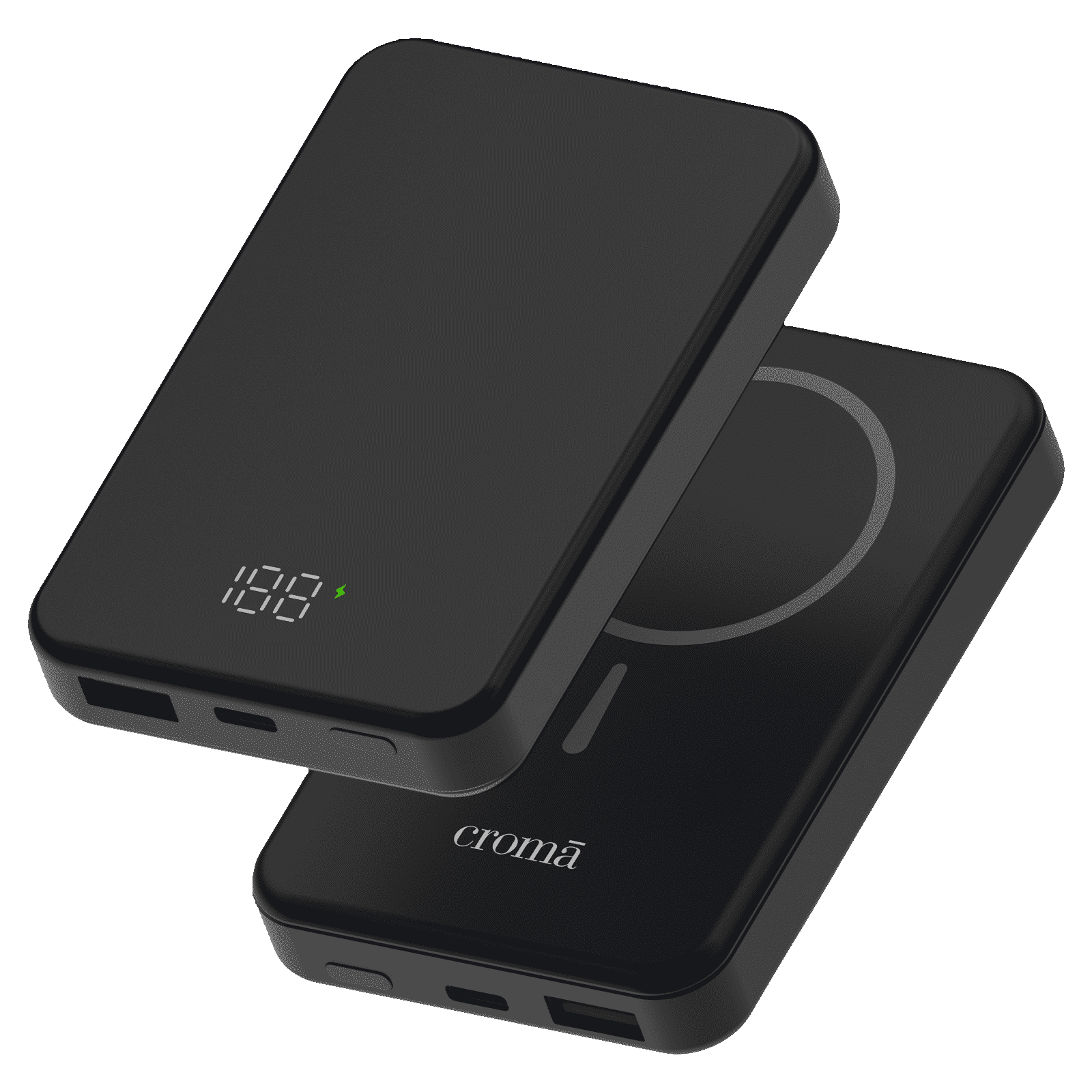 Croma 10000 mAh 22.5W Fast Charging Magnetic Wireless Power Bank (1 Type A & 1 Type C Ports, Metal Casing, Multi Layer Protection, Black)_3