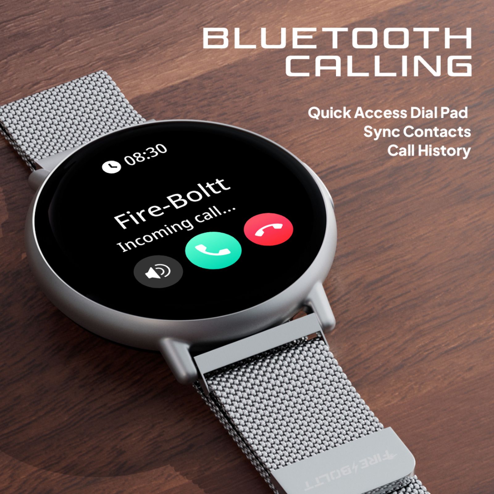 FIRE-BOLTT Destiny Smartwatch with Bluetooth Calling (35.3mm HD Display, IP67 Water Resistant, Silver Strap)_3