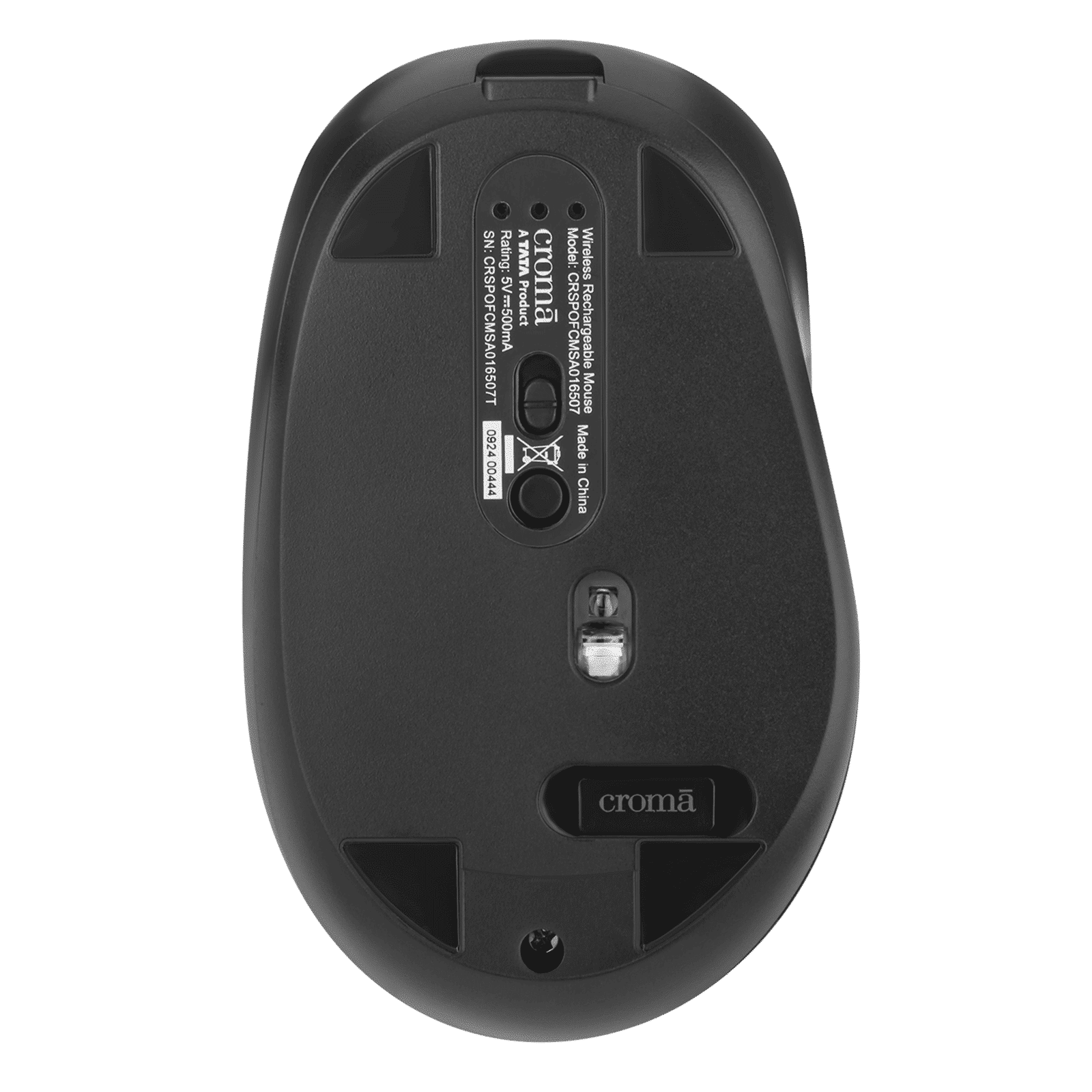 Croma Rechargeable Wireless Mouse with 4 Buttons (3200 DPI Adjustable, 80 Hours Battery Life, Black)_5