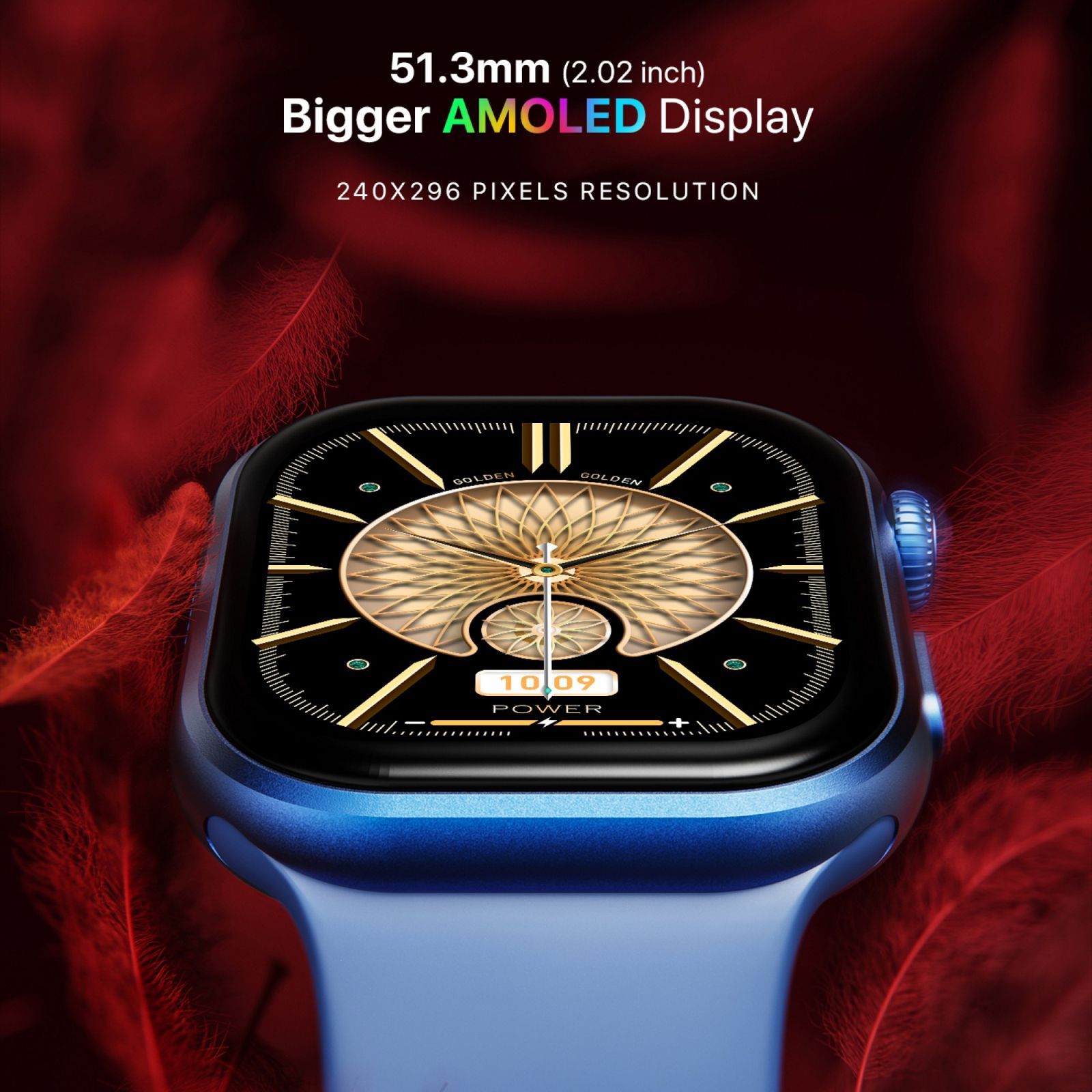 FIRE-BOLTT Brillia Smartwatch with Bluetooth Calling (51.30mm AMOLED Display, IP67 Water Resistant, Blue Strap)_5