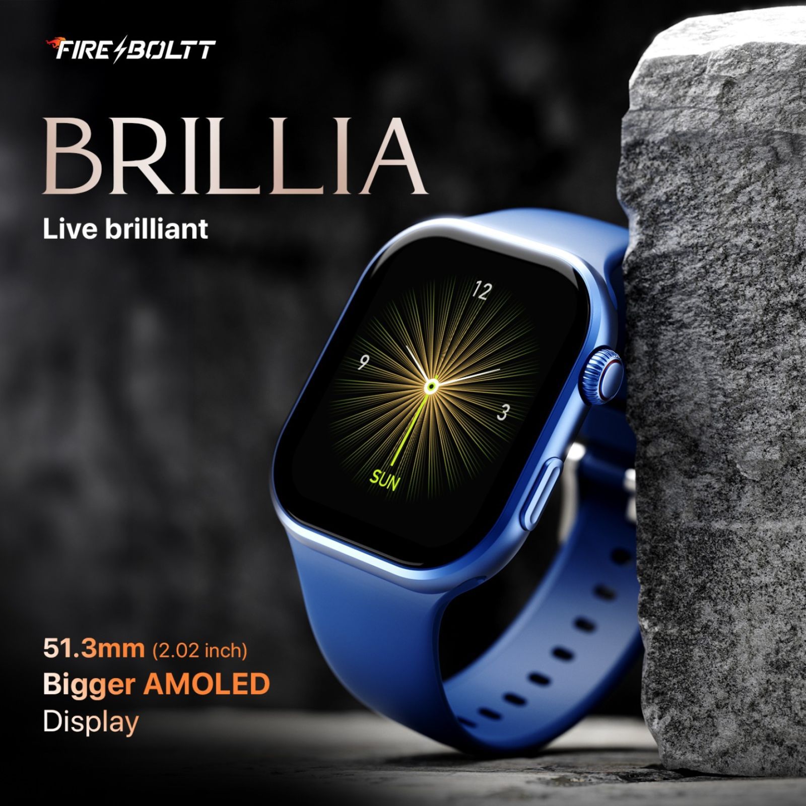 FIRE-BOLTT Brillia Smartwatch with Bluetooth Calling (51.30mm AMOLED Display, IP67 Water Resistant, Blue Strap)_4