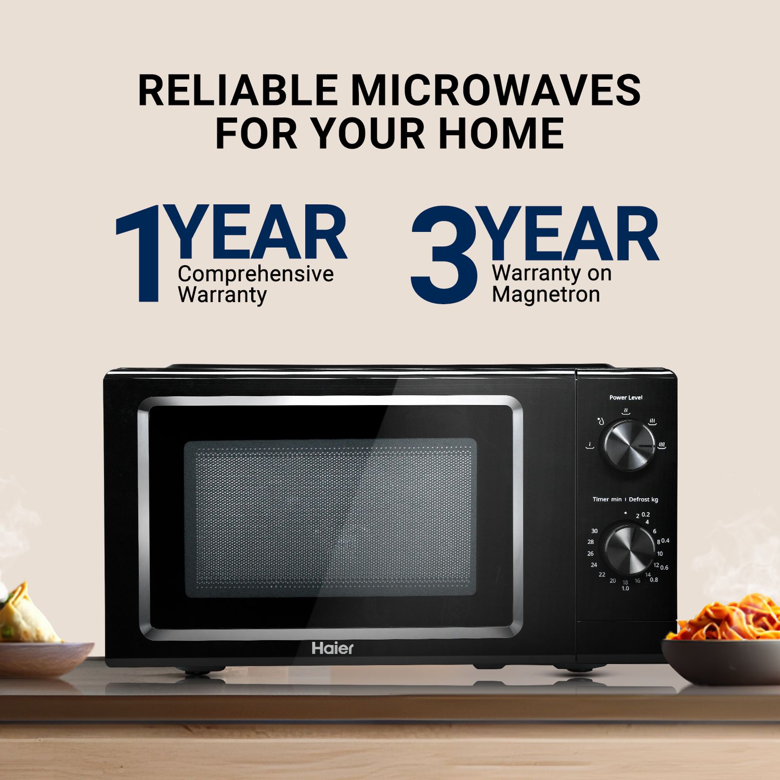 Haier HIL1901MBPB 19L Inverter Solo Microwave Oven with Defrost System (Black)_6