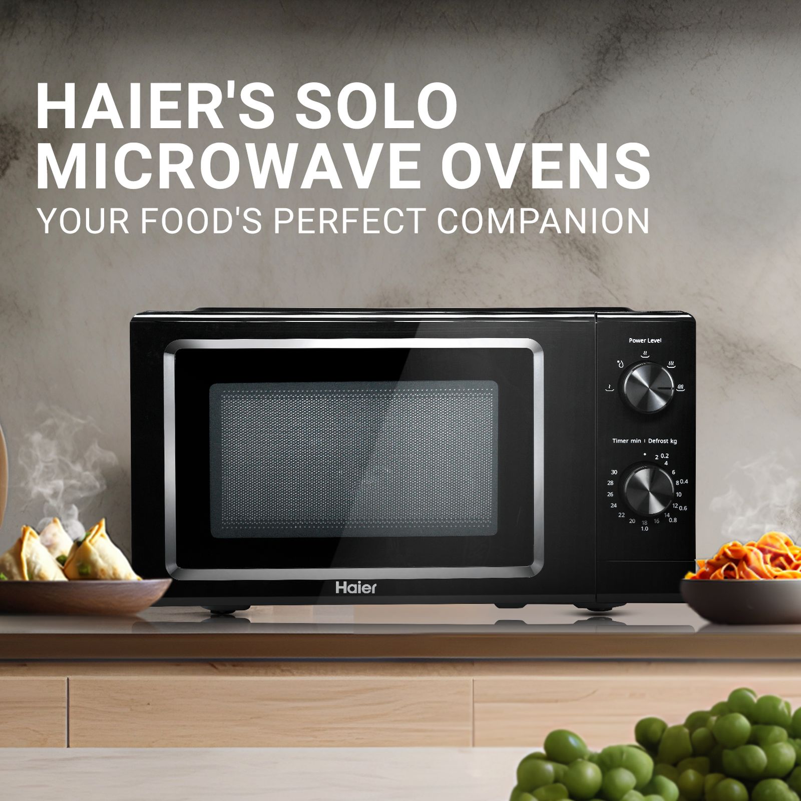 Haier HIL1901MBPB 19L Inverter Solo Microwave Oven with Defrost System (Black)_3