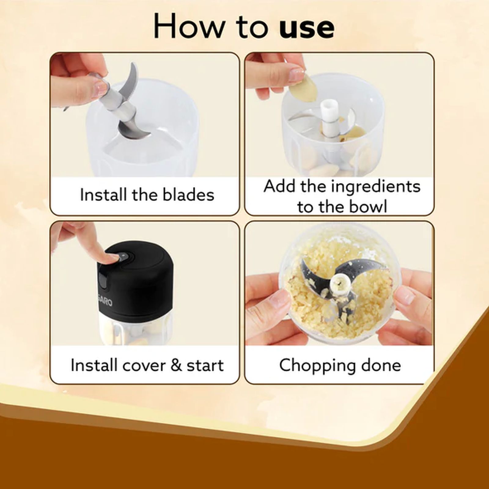 AGARO Elite 30W Vegetable & Fruit Chopper with 3 Blades (Black)_5