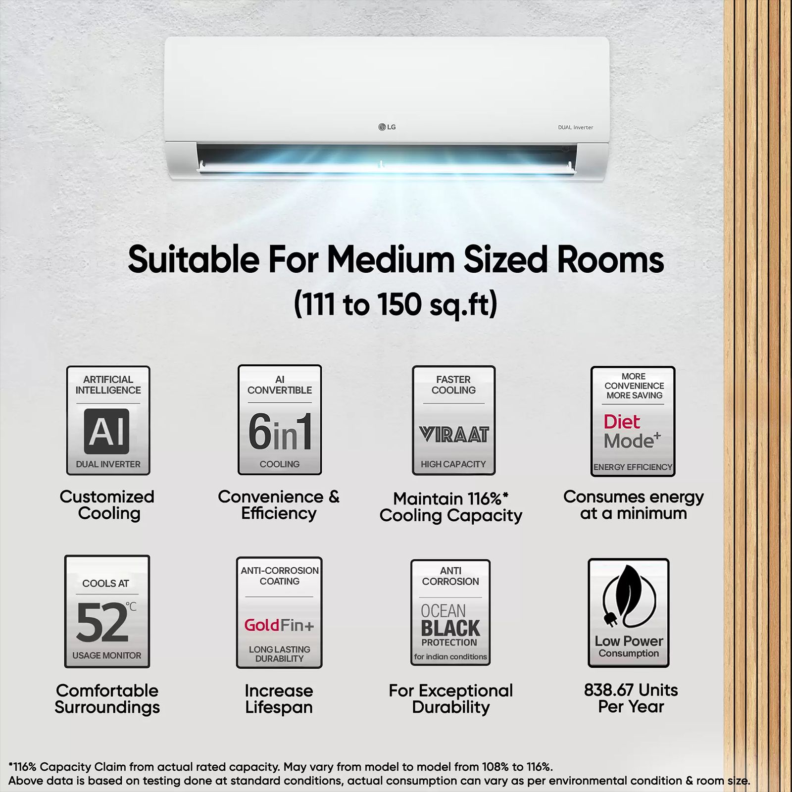 LG 6 in 1 Convertible 1.5 Ton 4 Star Dual Inverter Split AC with 6 Step Fan Speed (2025 Model, Copper Condenser, US-Q19JNYE.AMLG)_4