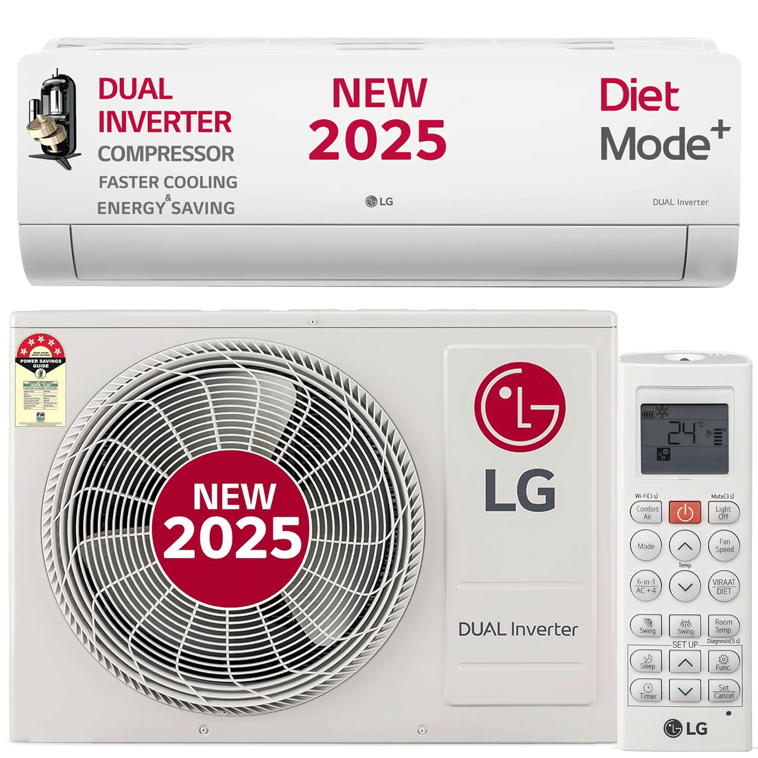 LG 6 in 1 Convertible 1.5 Ton 5 Star Dual Inverter Split AC with 6 Step Fan Speed (2025 Model, Copper Condenser, US-Q19HNZE.ANLG)_1