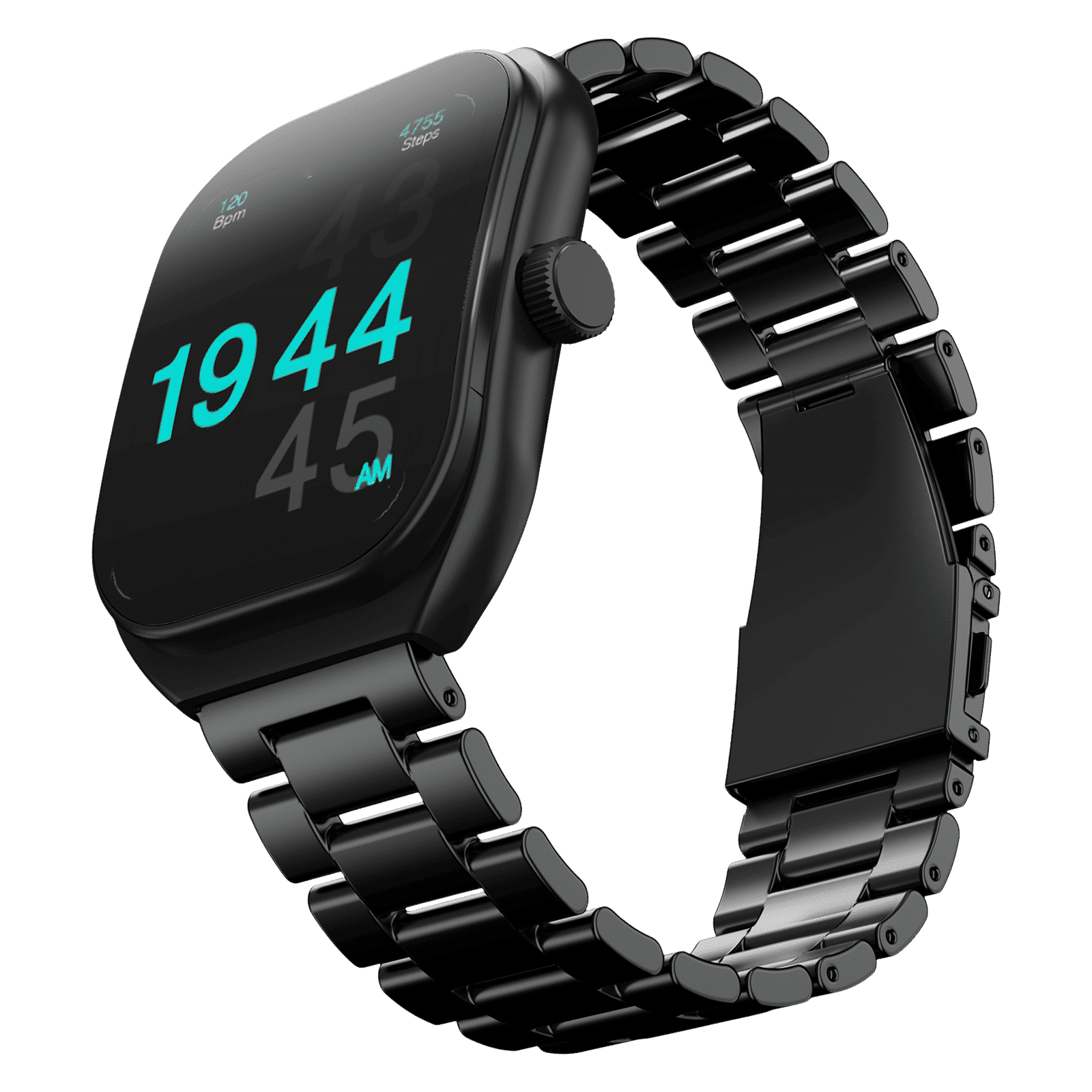 GOBOULT Kliff Bluetooth Calling Android OS Smartwatch (51.05mm HD Display, Drink Water Reminder, Black Metal Strap)_1