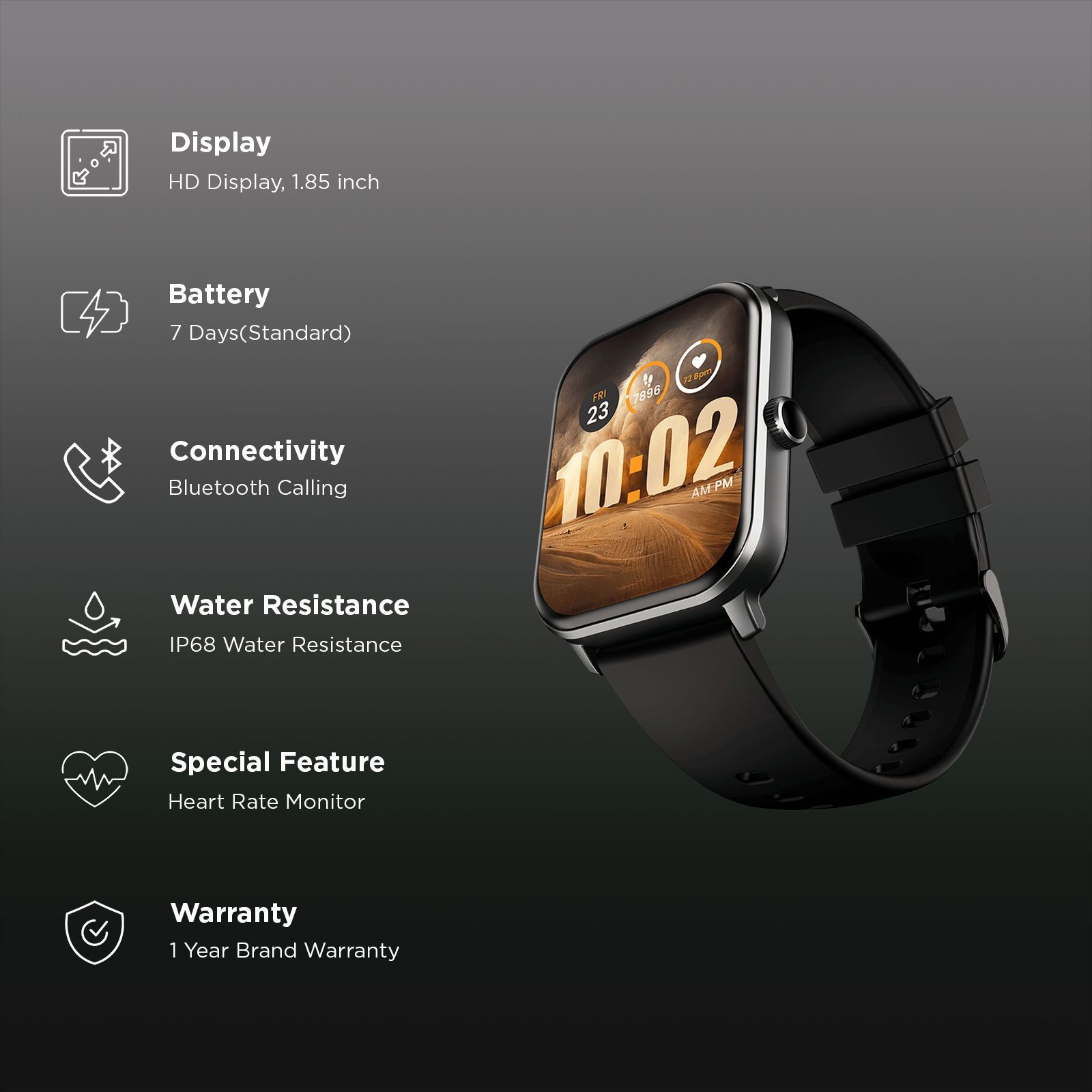 GOBOULT Dive Plus Bluetooth Calling Android OS Smartwatch (46.9mm HD Display, Multiple Watch Faces, Jet Black Strap)_2