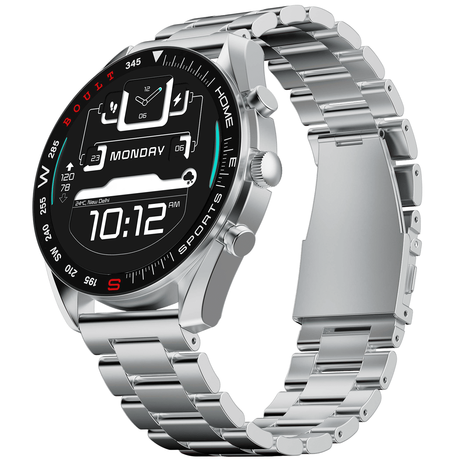 GOBOULT Radian Smartwatch with Bluetooth Calling (35.3mm HD Display, IP67 Water Resistant, Inox Steel Strap)_1