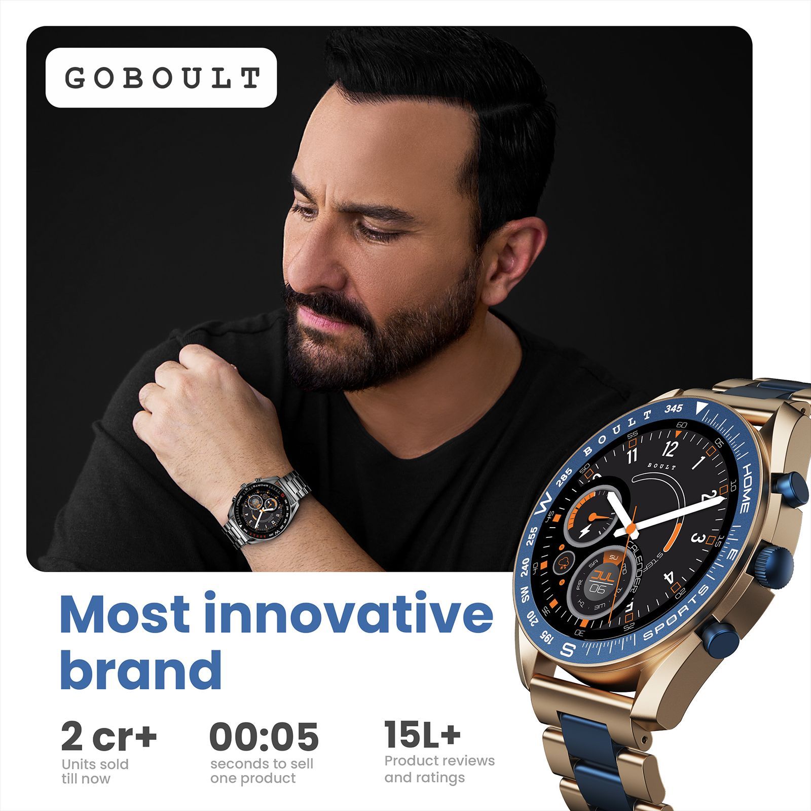 GOBOULT Radian Smartwatch with Bluetooth Calling (35.3mm HD Display, IP67 Water Resistant, Inox Steel Strap)_6