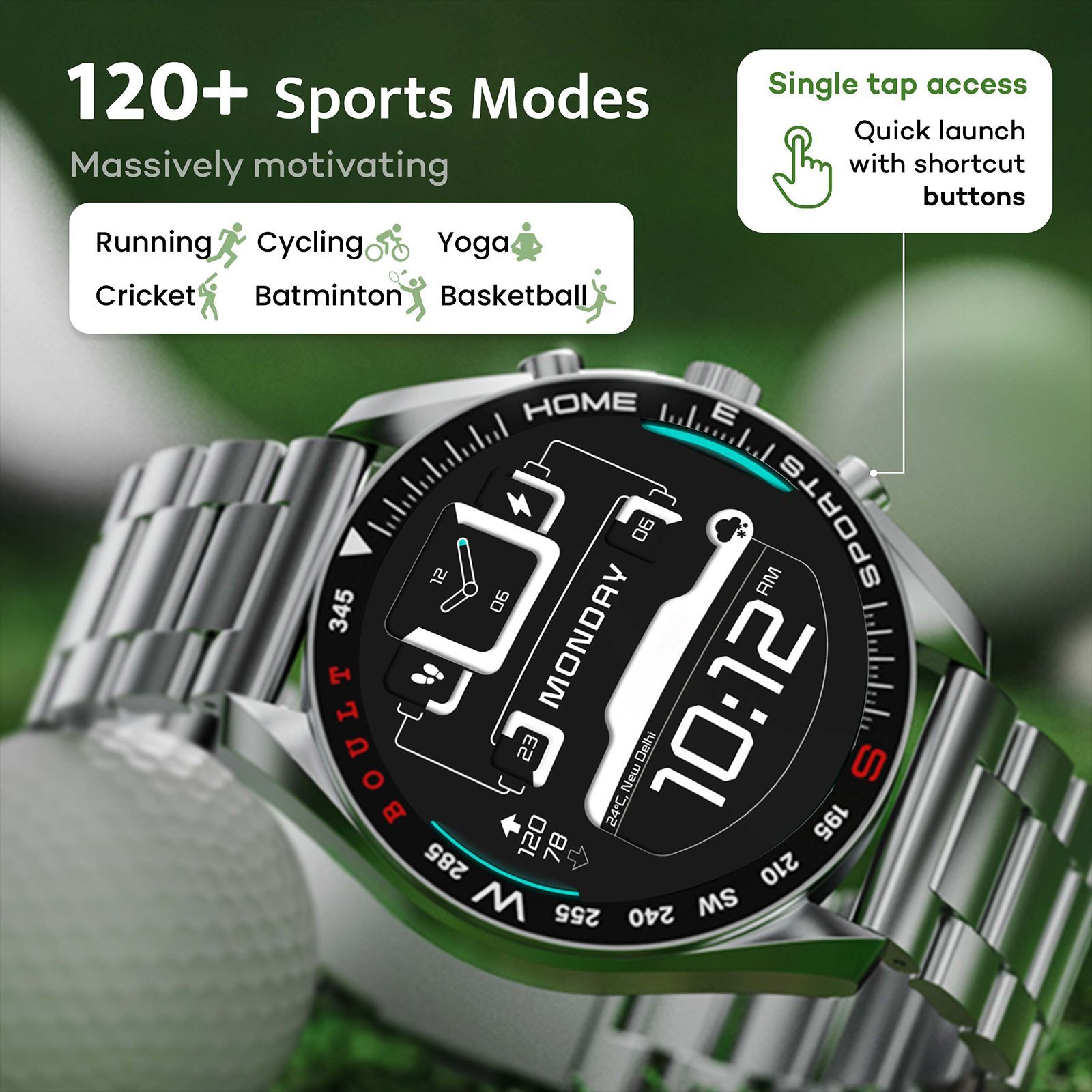 GOBOULT Radian Smartwatch with Bluetooth Calling (35.3mm HD Display, IP67 Water Resistant, Inox Steel Strap)_16