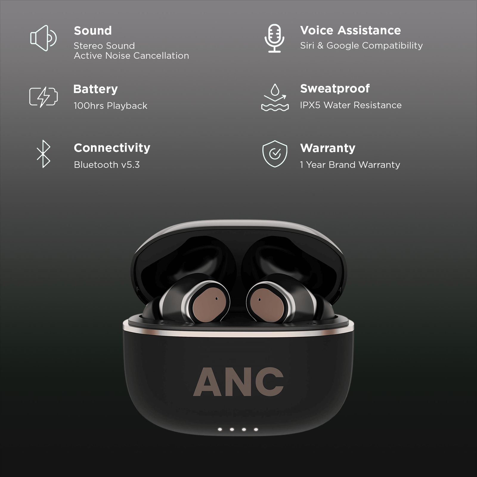 GOBOULT Z40 Ultra TWS Earbuds with Active Noise Cancellation (IPX5 Water Resistant, Dual Device Pairing, Black)_2