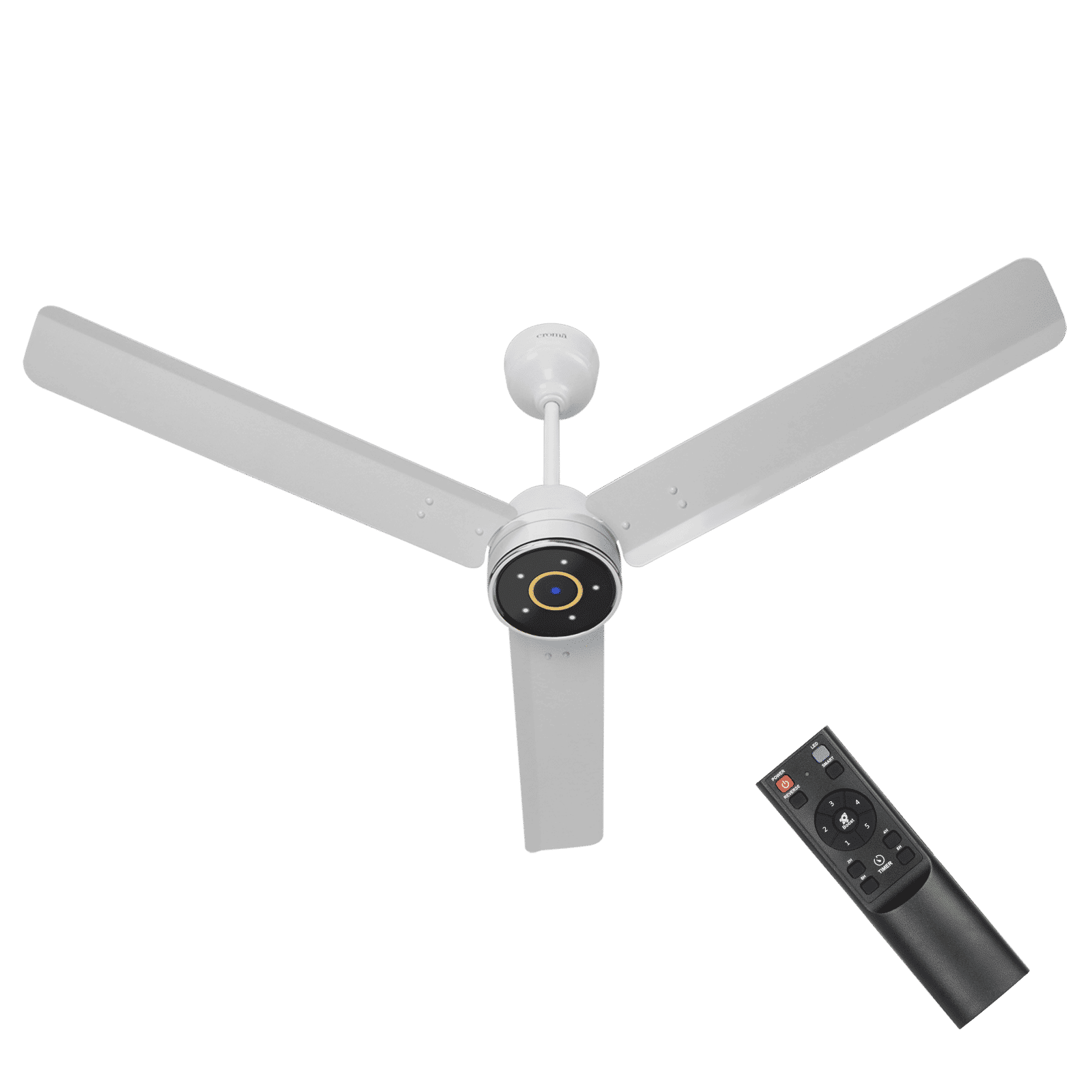 Croma AF2007 5 Star 1200mm 3 Blade BLDC Motor Ceiling Fan with Remote (LED Speed Indicator, White)_1