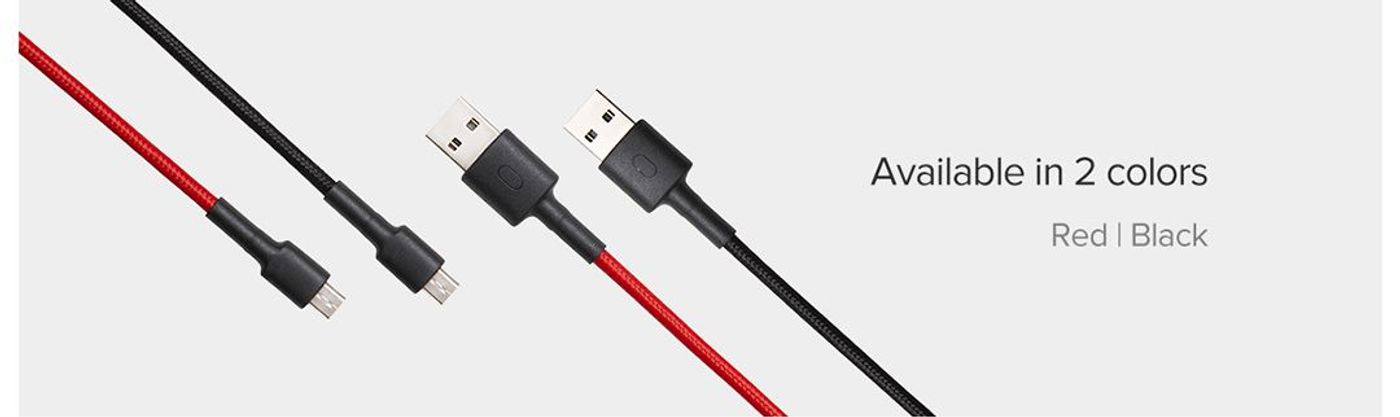 Câble Micro USB 1m Rouge En Nylon Tressé Avec Embouts Aluminium - Charge Et Transfert De Données - Neuf