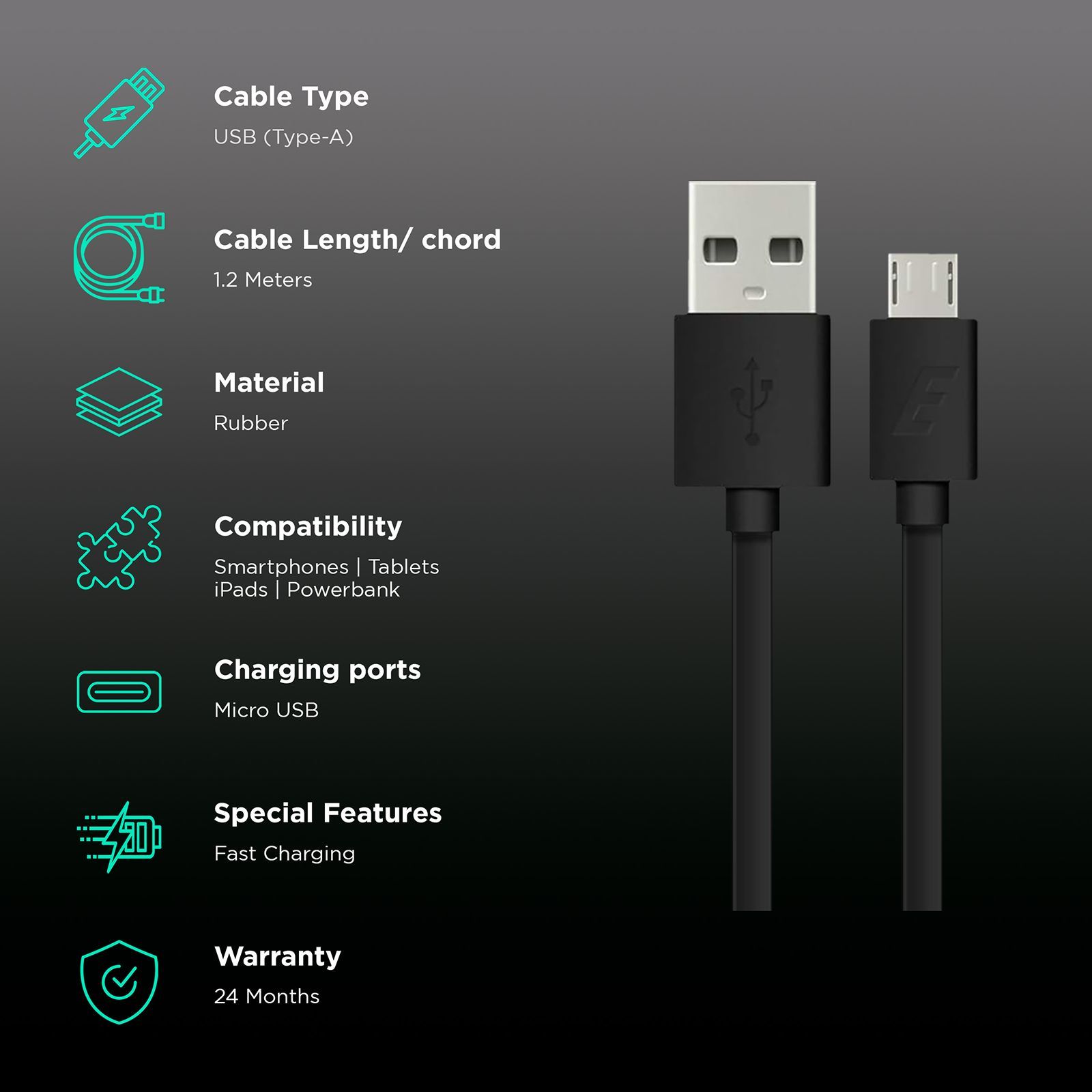 Energizer C21UBMCGBK4 Type A to Micro USB 3.9 Feet (1.2M) Cable (Tangle Free, Black)_2