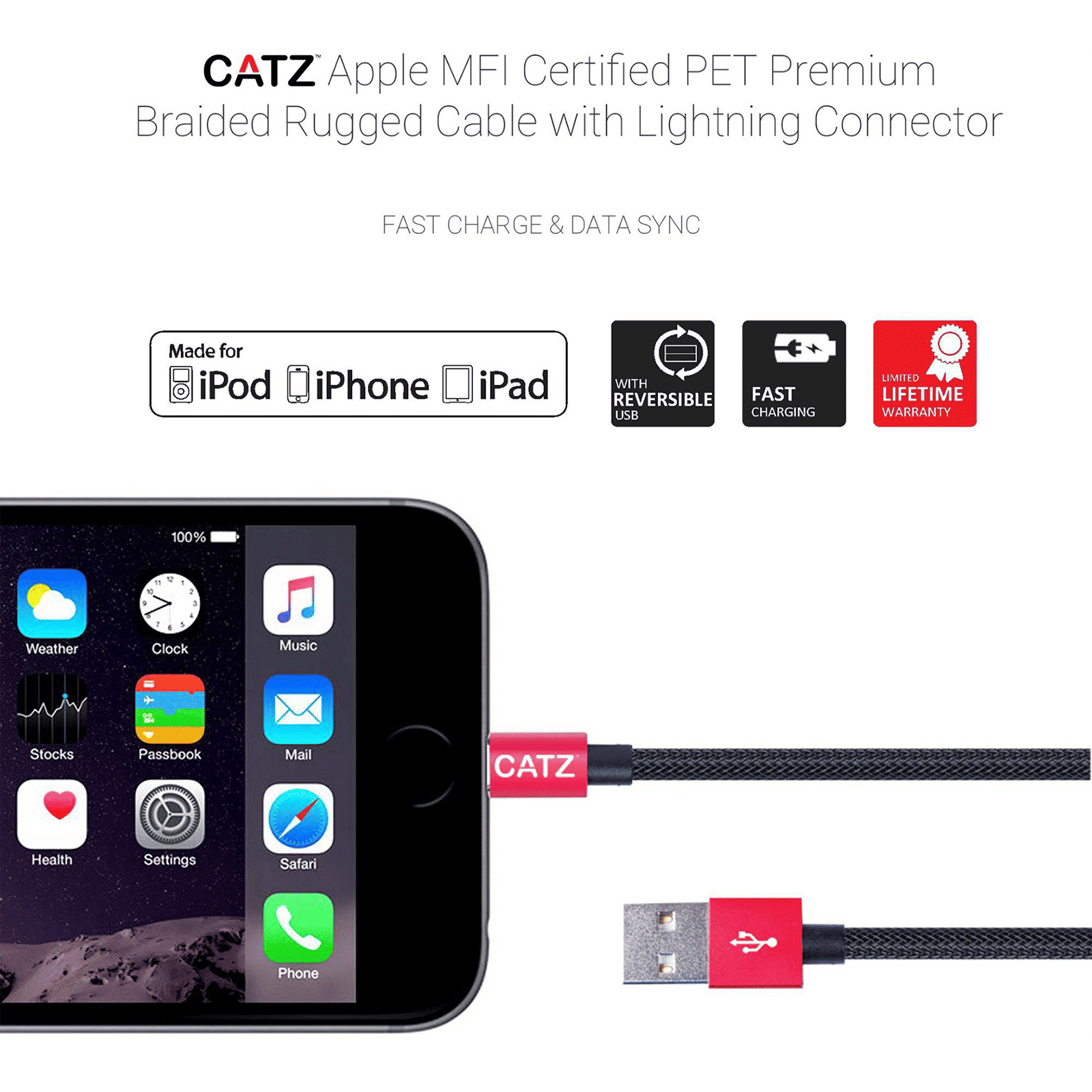 Brilyant CZ-LT Type A to Lightning 3.2 Feet (1M) Cable (Nylon Braided, Black)_4