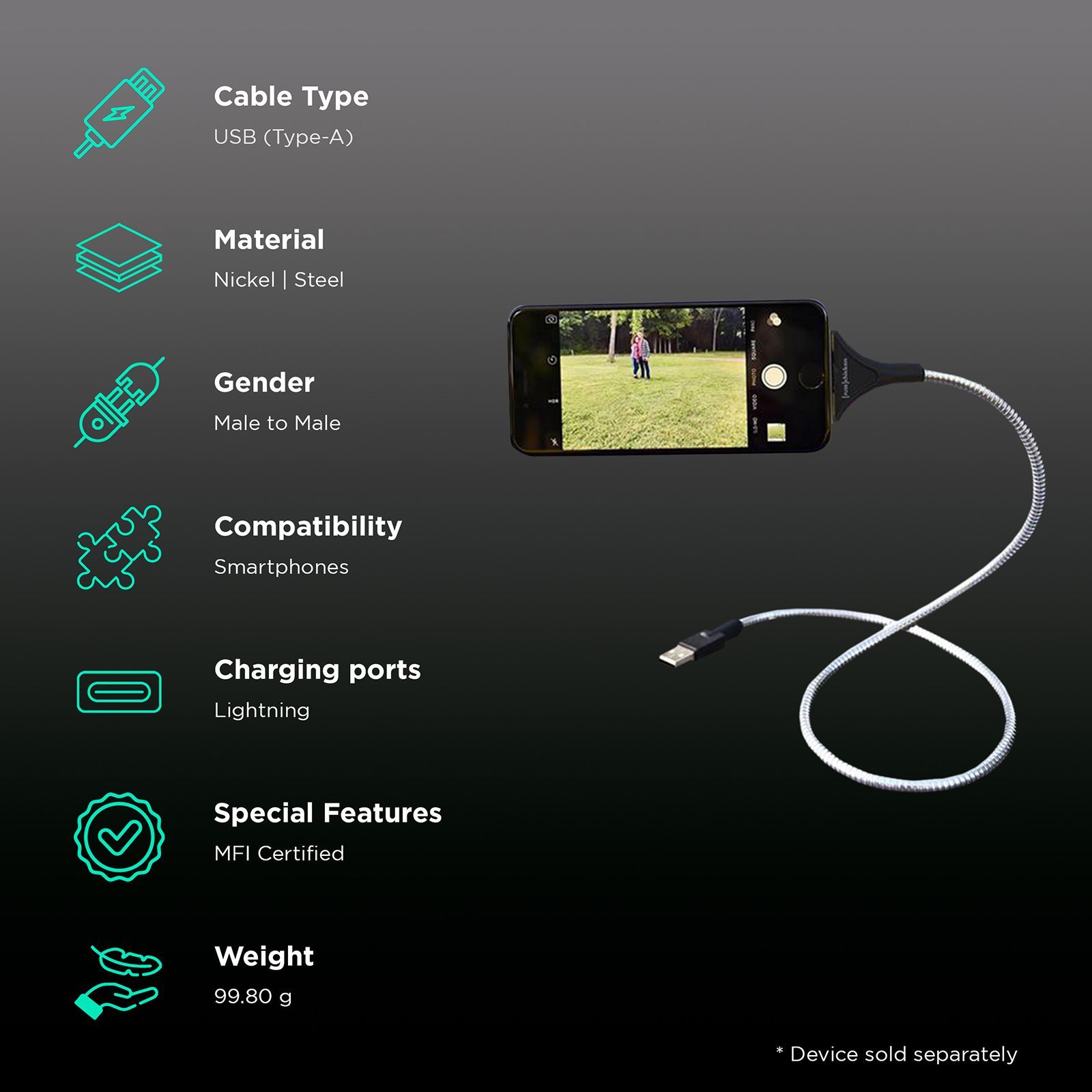 FUSE chicken Bobine Type A to Lightning Cable (Nickel Plated Steel Construction, Silver)_2