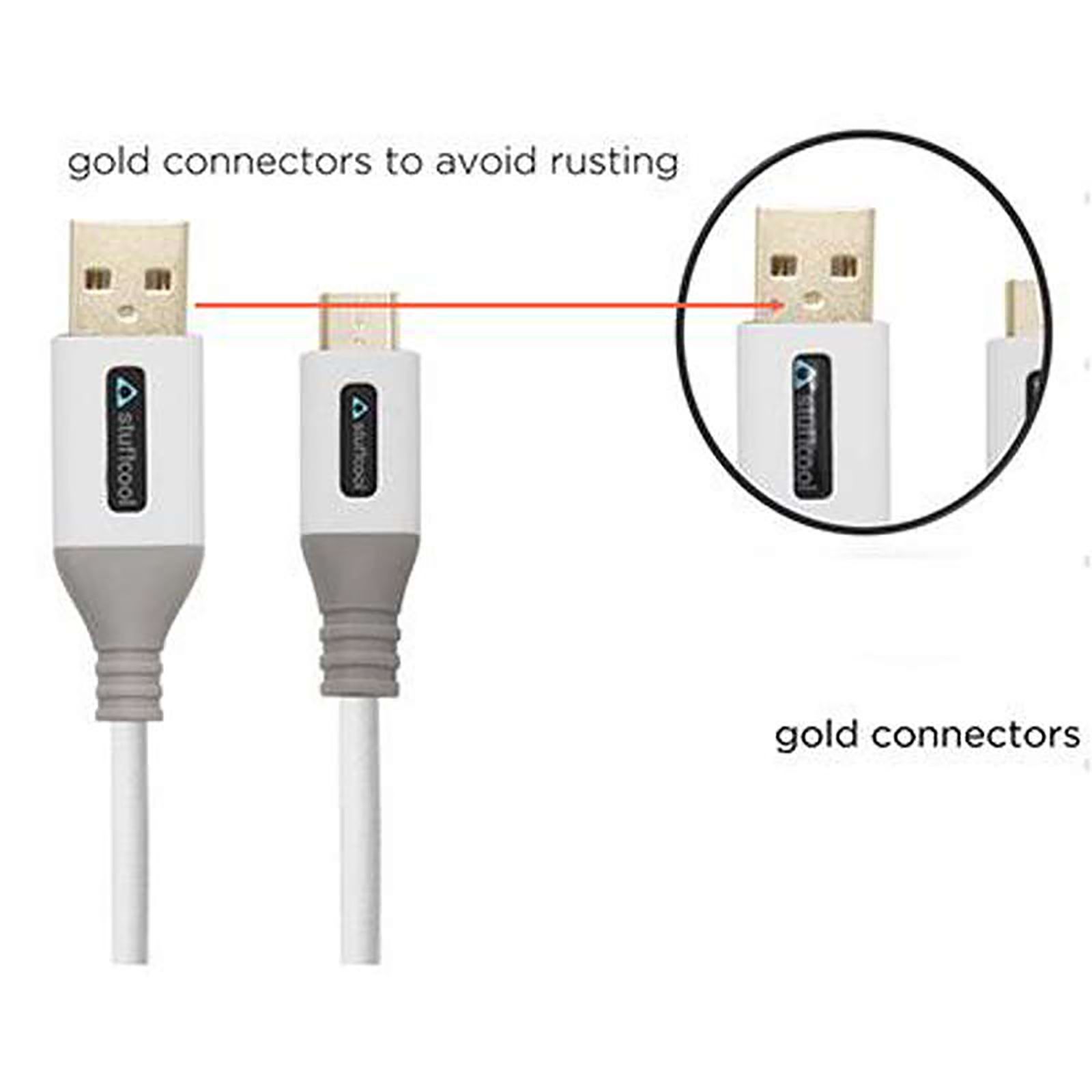 stuffcool Alto Type A to Micro USB 4.9 Feet (1.5M) Cable (Rust Free, White & Grey)_6