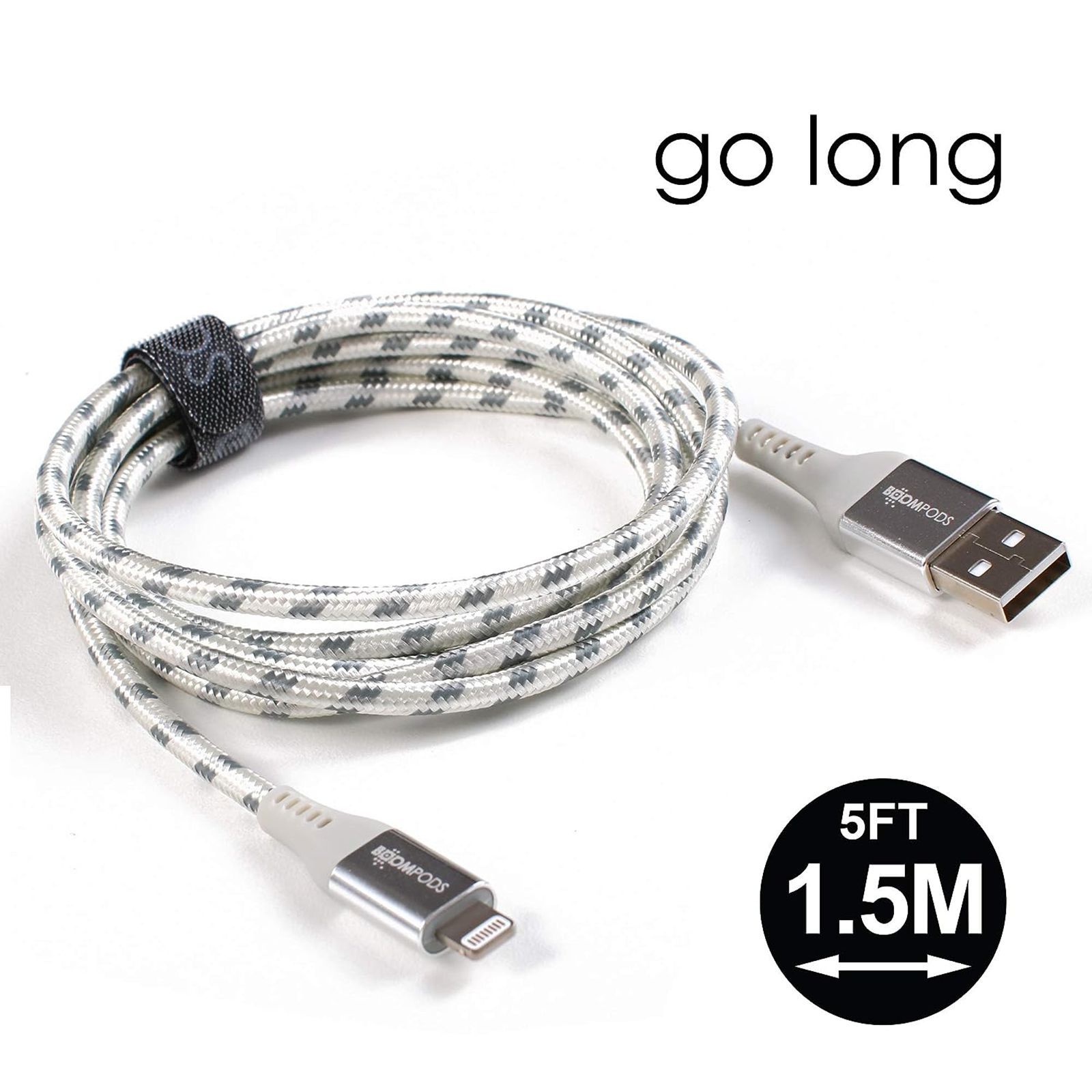 Boompods Retro Armour Type A to Lightning 4.9 Feet (1.5M) Cable (Boomflex Technology, Titanium)_5