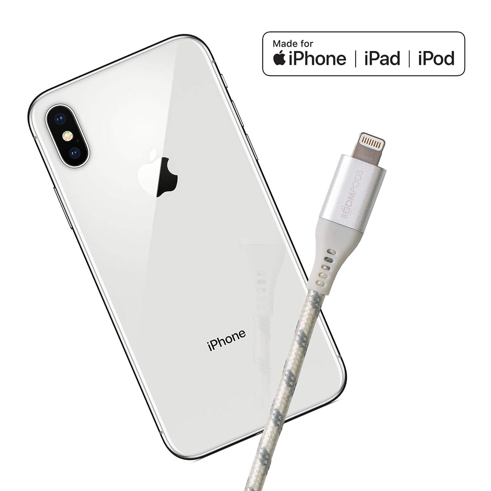 Boompods Retro Armour Type A to Lightning 4.9 Feet (1.5M) Cable (Boomflex Technology, Titanium)_6