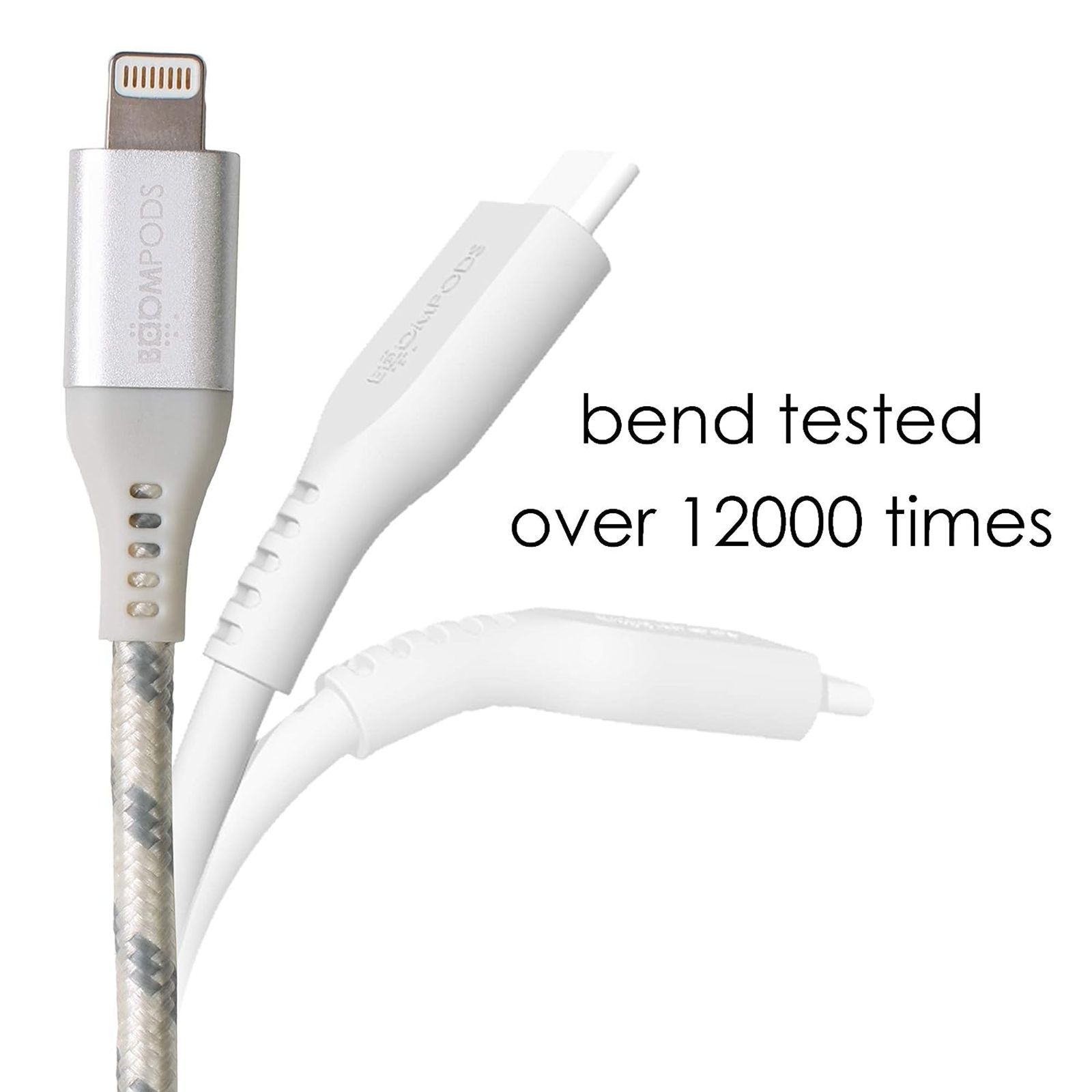 Boompods Retro Armour Type A to Lightning 4.9 Feet (1.5M) Cable (Boomflex Technology, Titanium)_4