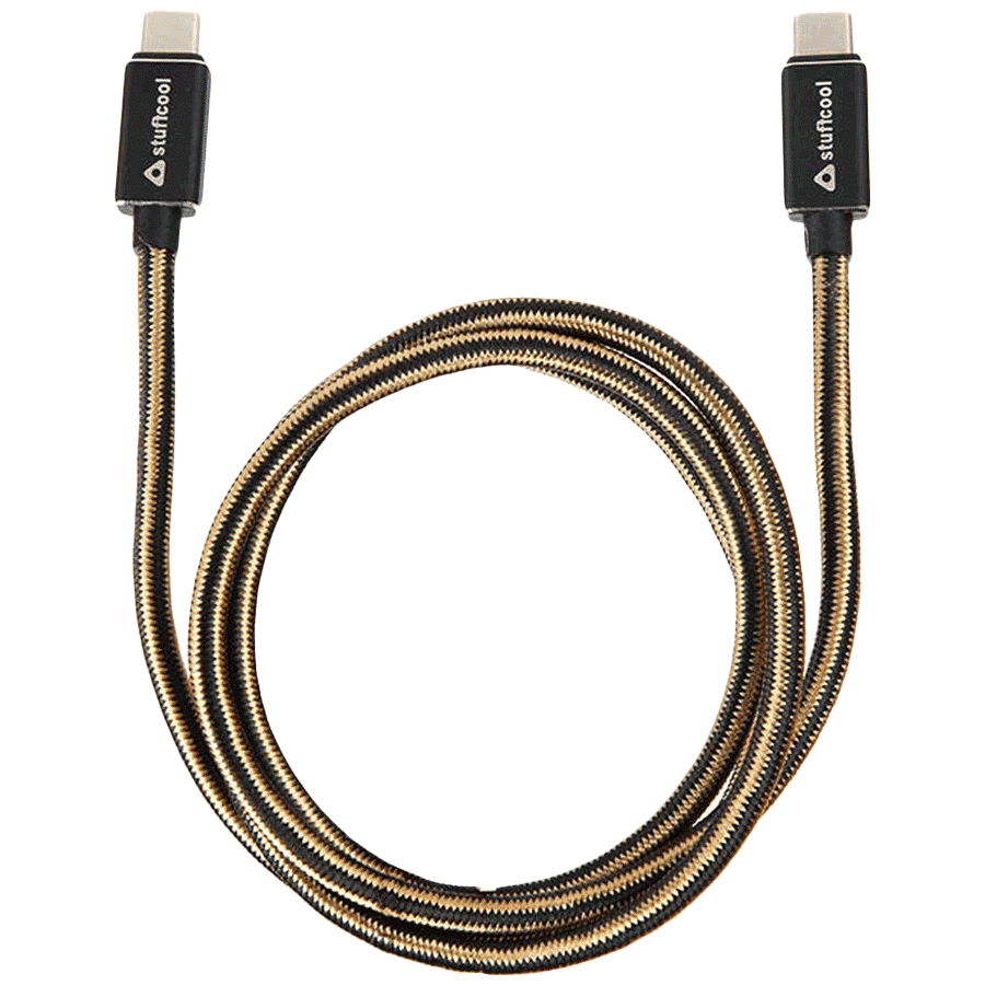stuffcool KNIGHT-BLK Type C to Type C 3.2 Feet (1M) Cable (Colour Woven Cable, Black)_1