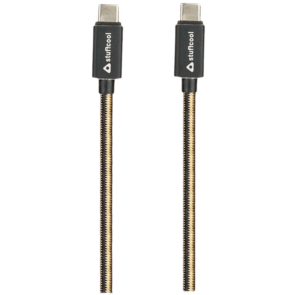 stuffcool KNIGHT-BLK Type C to Type C 3.2 Feet (1M) Cable (Colour Woven Cable, Black)_4