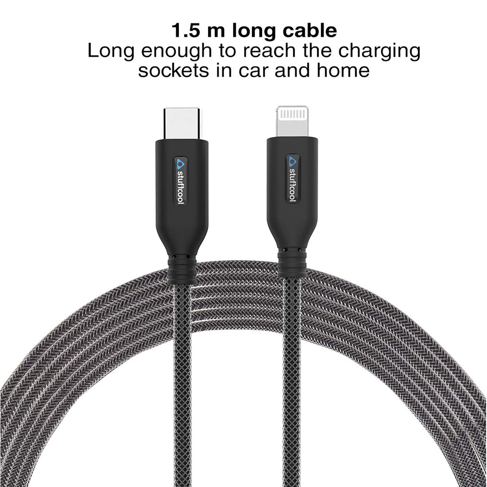 stuffcool Chief Type C to Lightning 4.9 Feet (1.5M) Cable (Compatible with iPhones, Black)_7