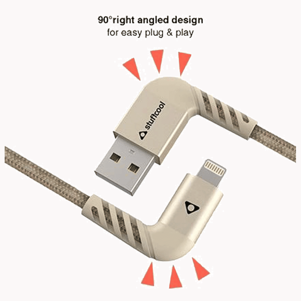 stuffcool LGFNS4-GLD Type A to Lightning 3.9 Feet (1.2M) Cable (90 Degree Right Angled Design, Gold) stuffcool LGFNS4-GLD Type A to Lightning 3.9 Feet (1.2M) Cable (90 Degree Right Angled Design, Gold)_4
