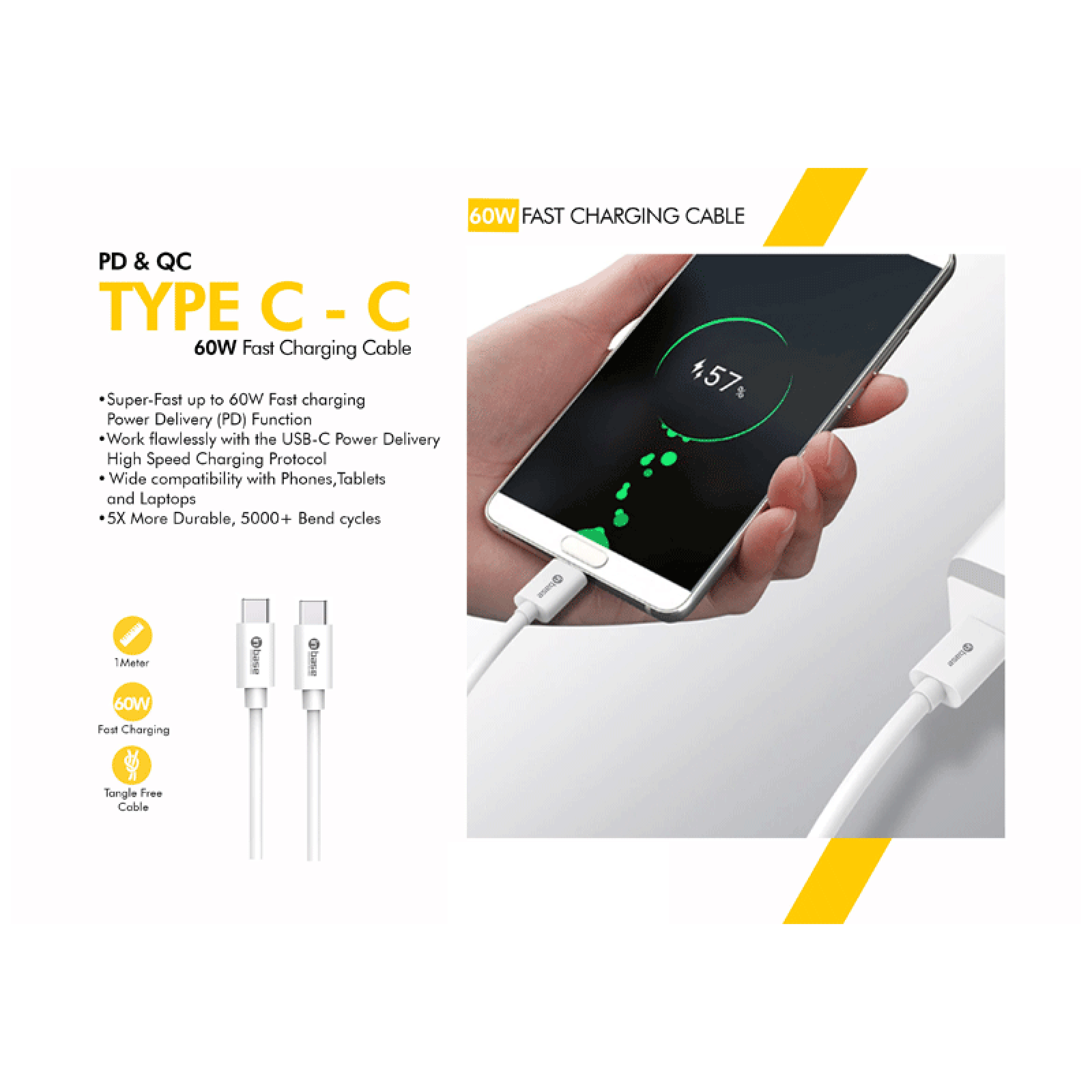 in base 120 cm Type C-C Charge and Sync Cable (White)_5