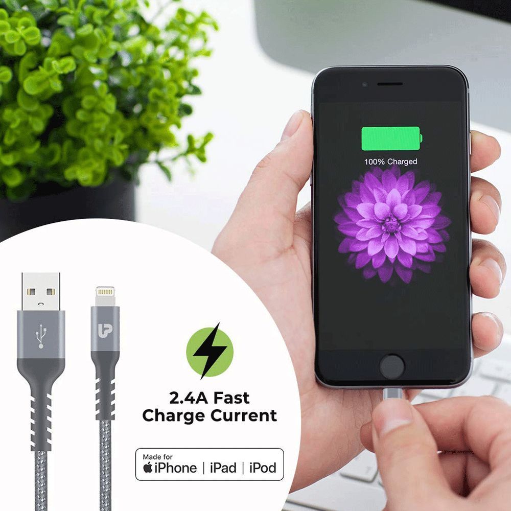 ultraprolink Nylokev Plus Type A to Lightning 4.9 Feet (1.5M) Cable (Sync & Charge, Grey)_9