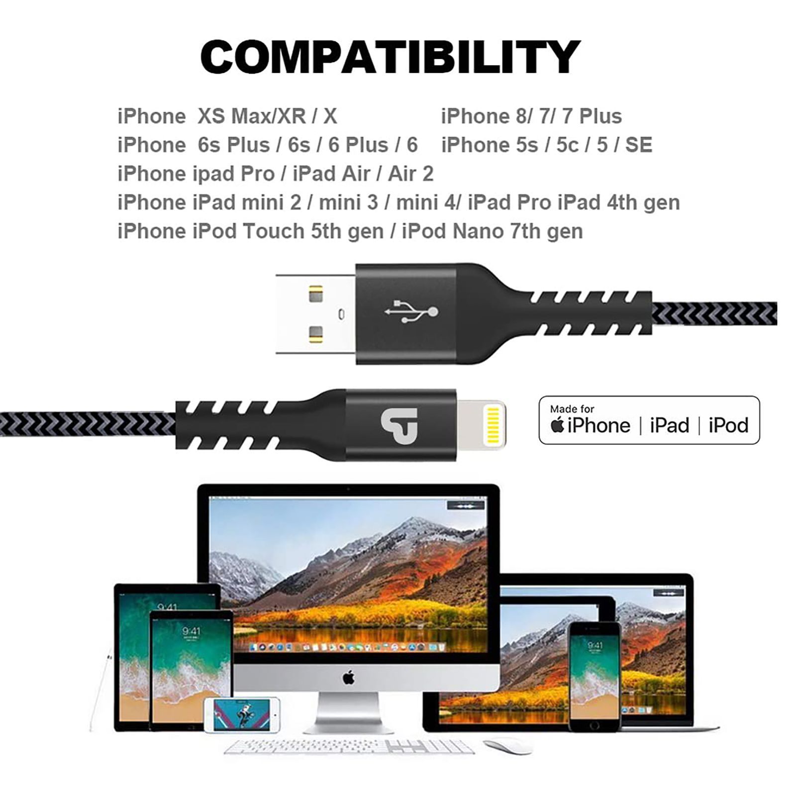 ultraprolink Nylokev Plus Type A to Lightning 4.9 Feet (1.5M) Cable (Sync & Charge, Grey)_10