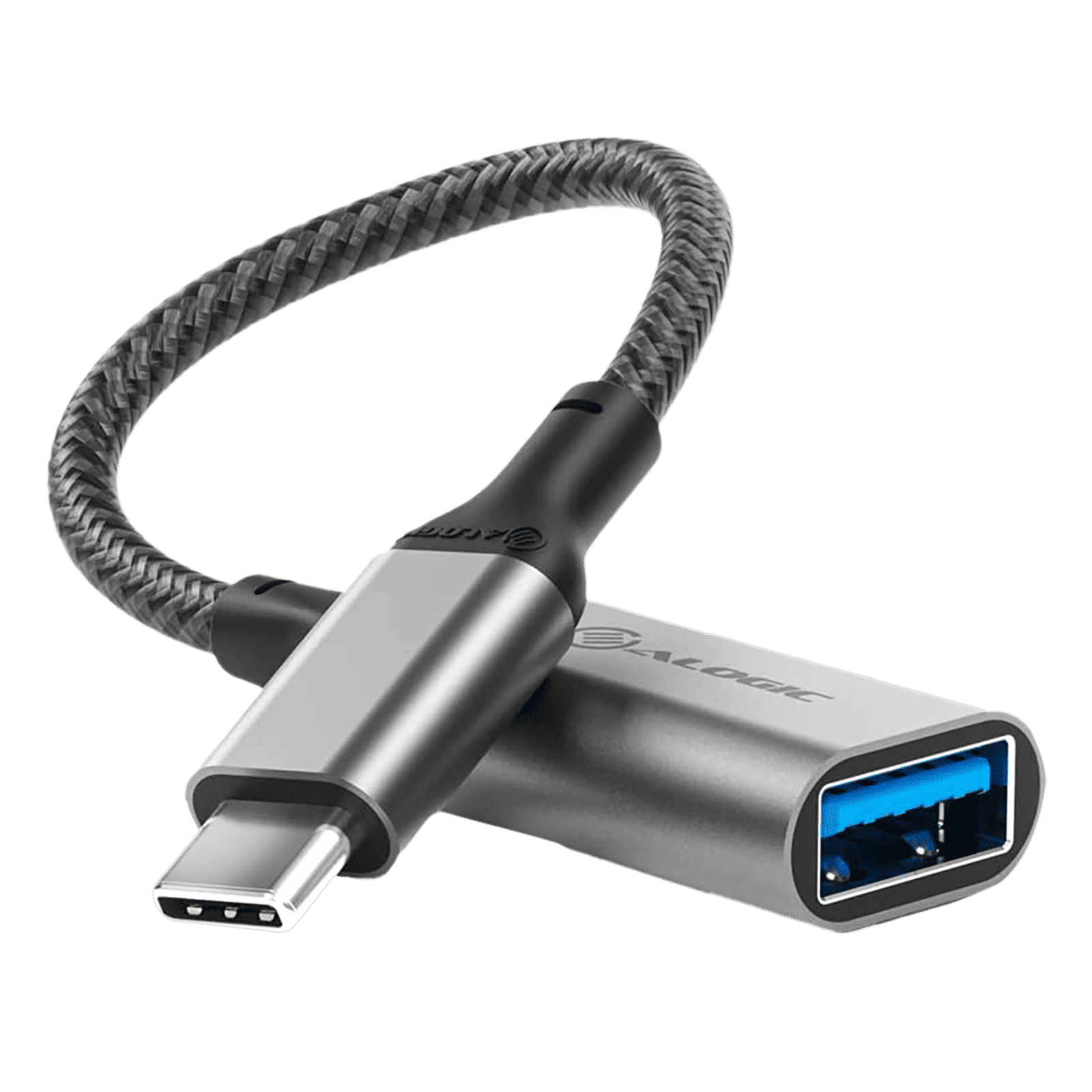 ALOGIC Super Ultra Type C to Type A 0.4 Feet (0.15M) Cable (TPE and Nylon Braided, Space Grey)_3