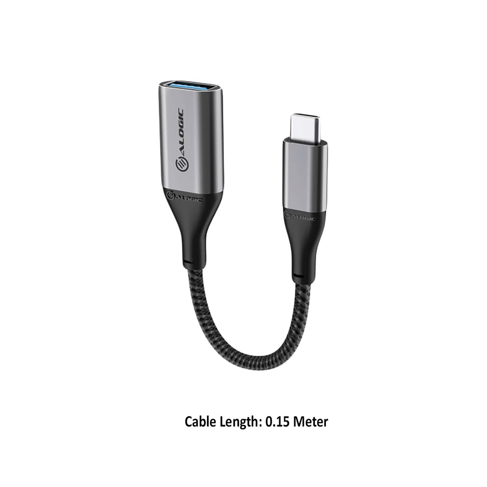 ALOGIC Super Ultra Type C to Type A 0.4 Feet (0.15M) Cable (TPE and Nylon Braided, Space Grey)_5