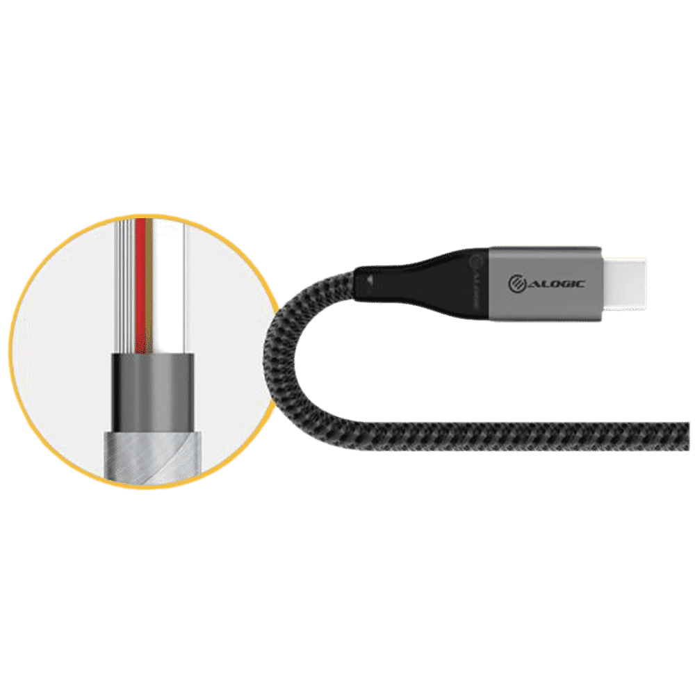 ALOGIC Super Ultra Type C to Type A 0.4 Feet (0.15M) Cable (TPE and Nylon Braided, Space Grey)_7