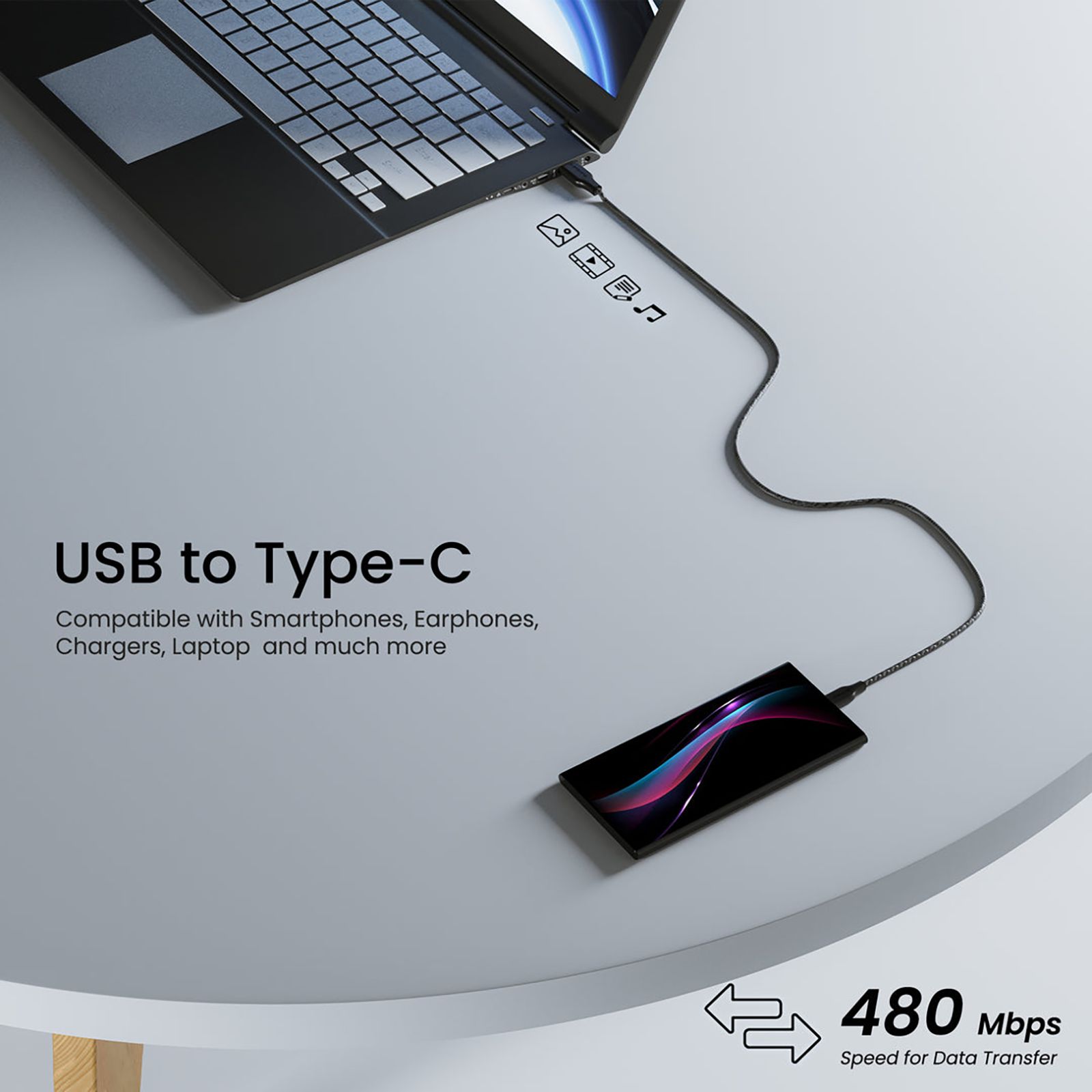 ambrane RCT-15 USB 1.0 to Type C 4.9 Feet (1.5M) Cable (Supports Fast Charging, Black)_12