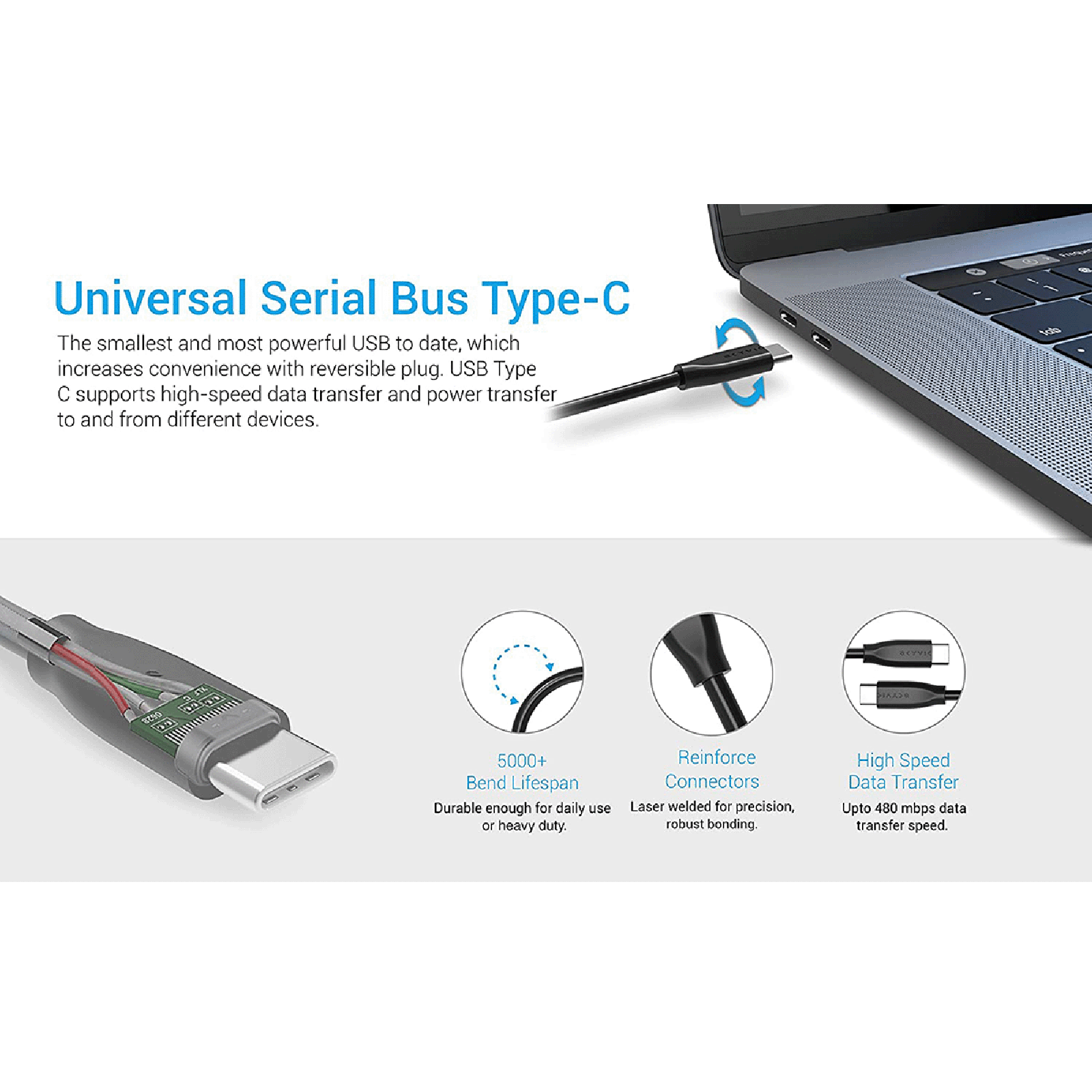 SKYVIK Blaze Type C to Type C 4.9 Feet (1.5M) Cable (High Strength Bending, Black)_6