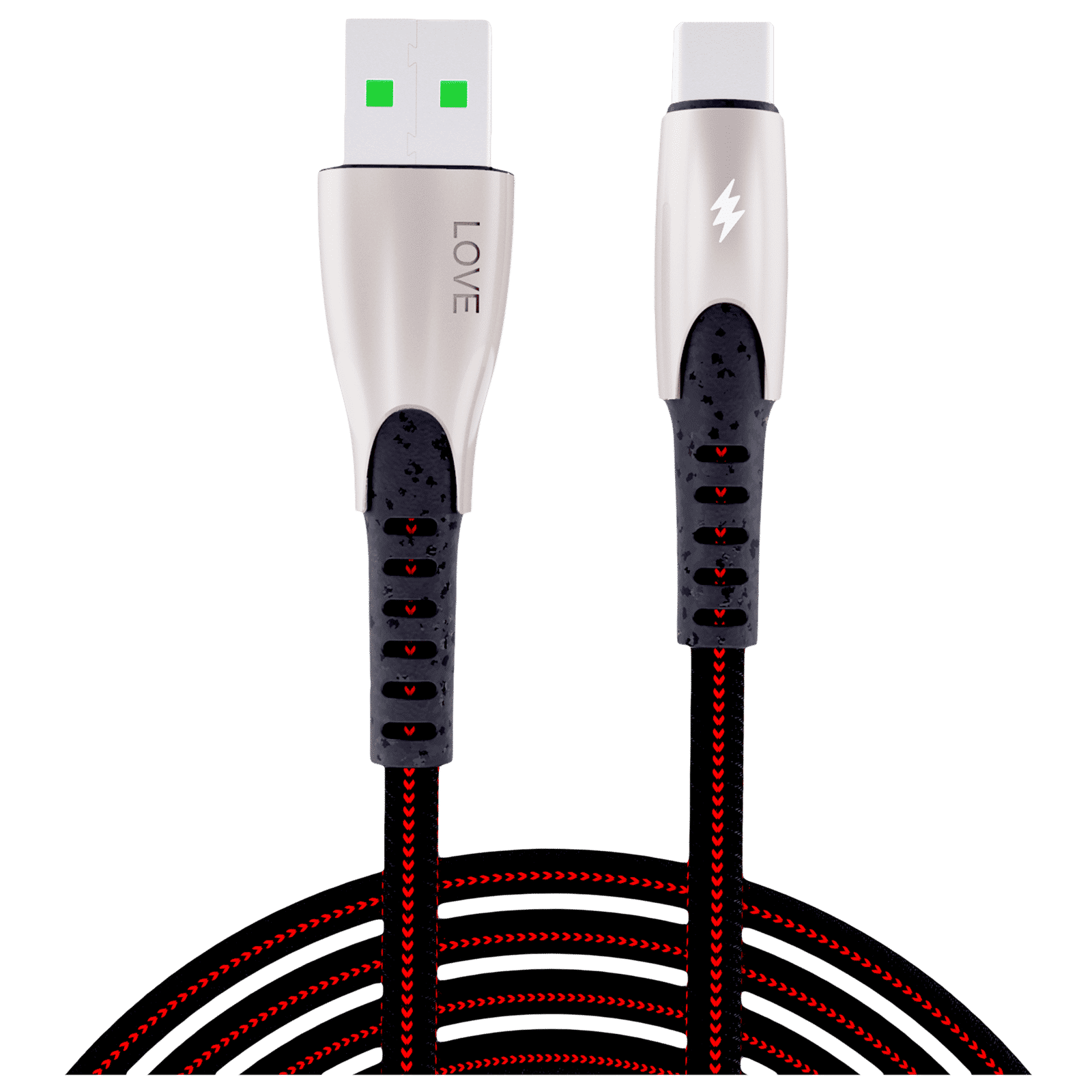 BACK-BRAINERS Love Type A to Type C 3.9 Feet (1.2M) Cable (TPE Braided, Black)_1